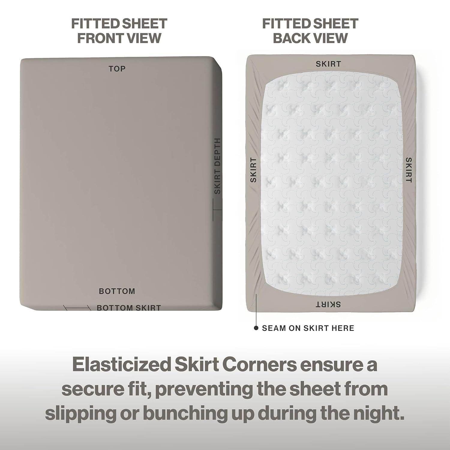 Superity Linen California King Fitted Sheet - 100% Premium Cotton - 200 Thread Count - Stone