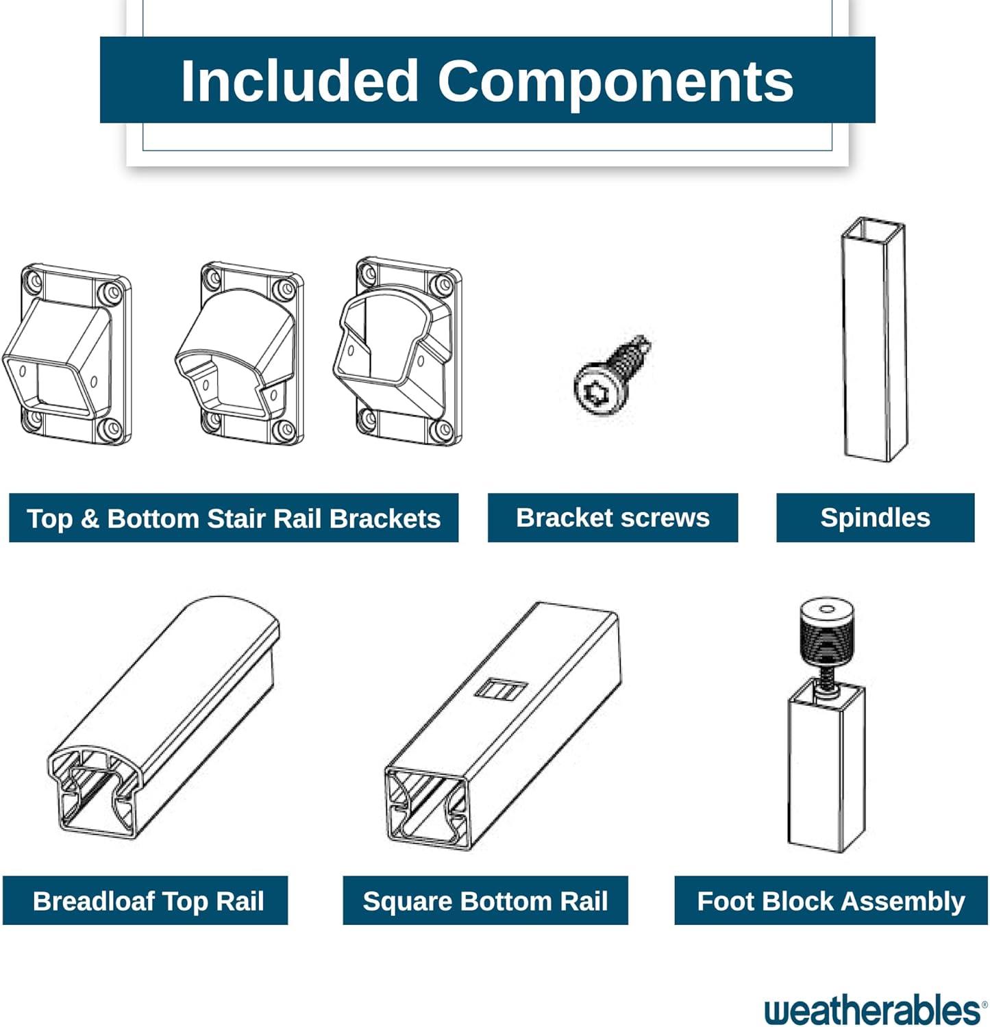 Weatherables Stanford 6-ft x 36-in Textured White Aluminum Deck Stair Rail Kit