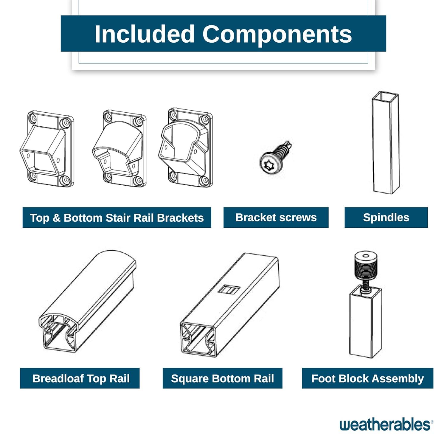 Weatherables Stanford 6-ft x 36-in Textured White Aluminum Deck Stair Rail Kit
