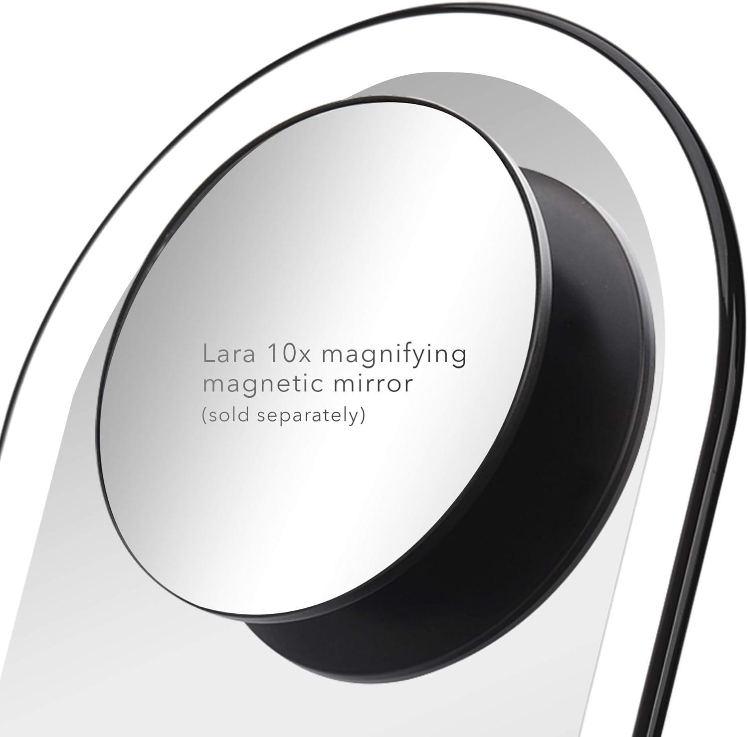 Fancii LED Lighted Vanity Makeup, Rechargeable - Cordless Illuminated Cosmetic Mirror with 3 Dimmable Light Settings, Dual Magnification, Vera (Black)