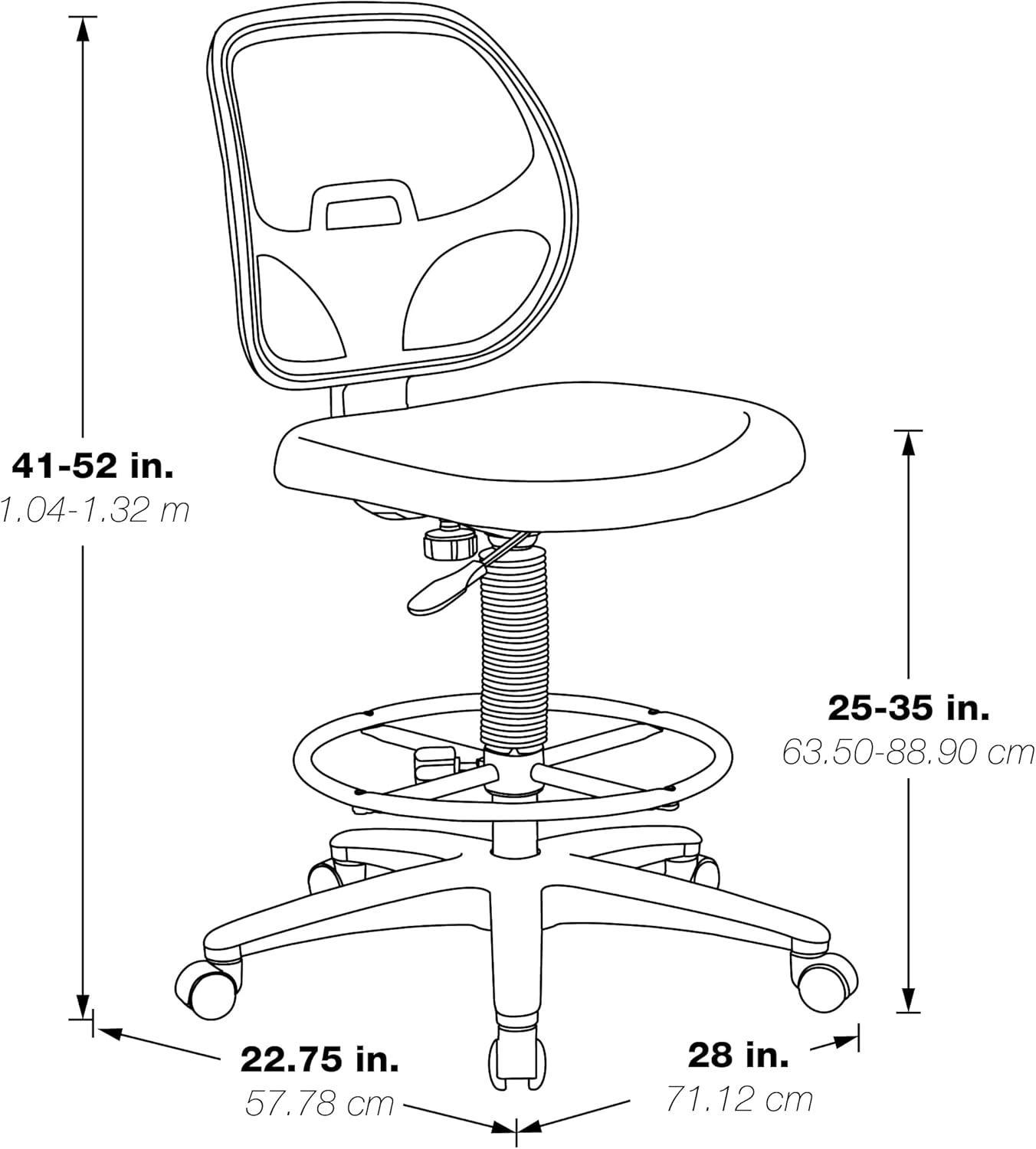 Office Star Products Deluxe Mesh Back Drafting Chair with 18-in Diameter Foot Ring