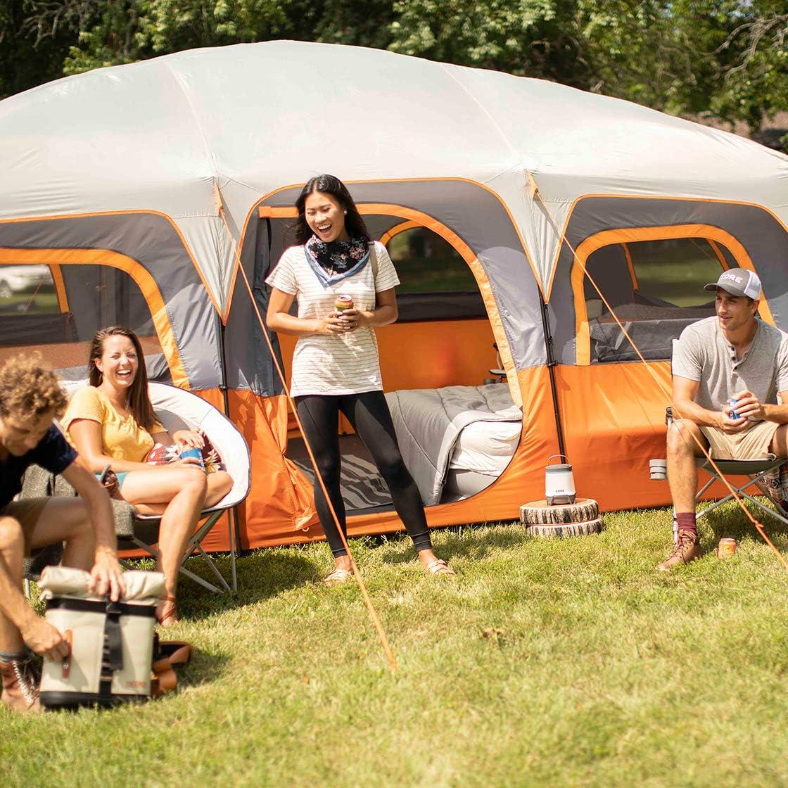 Large Orange and Gray 12-Person 2-Room Cabin Tent with Carry Bag