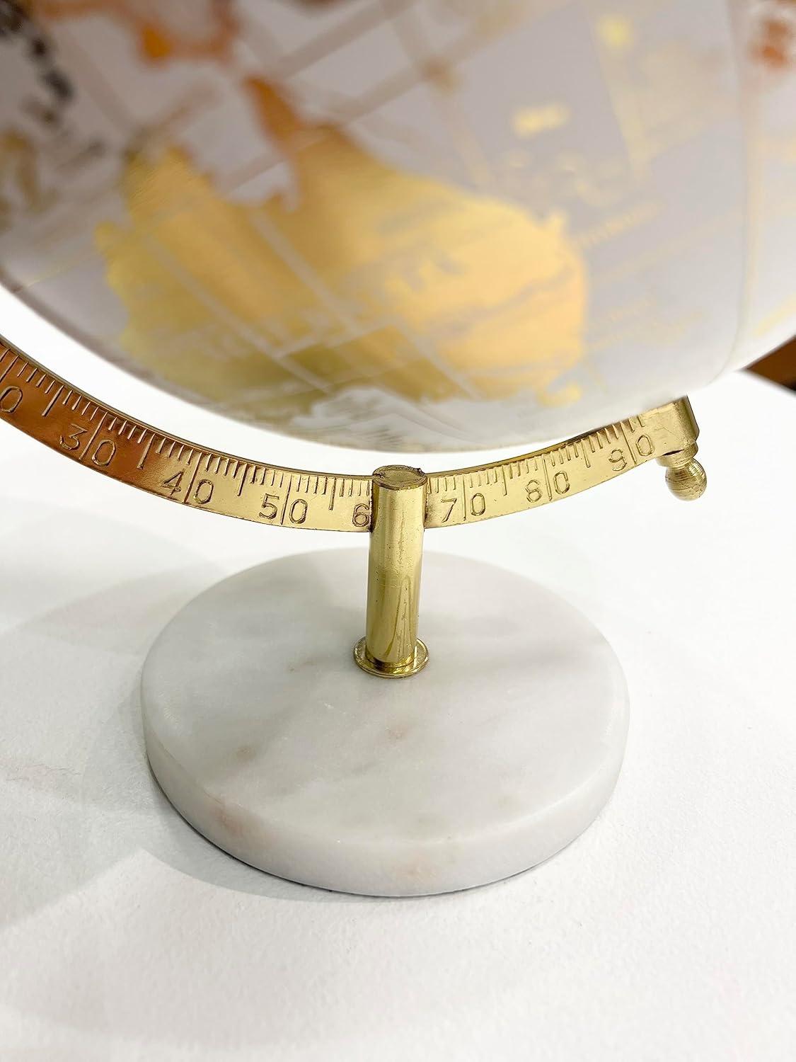 Abbott Collections  12 in. Globe on Stand, Ivory & Gold - Large