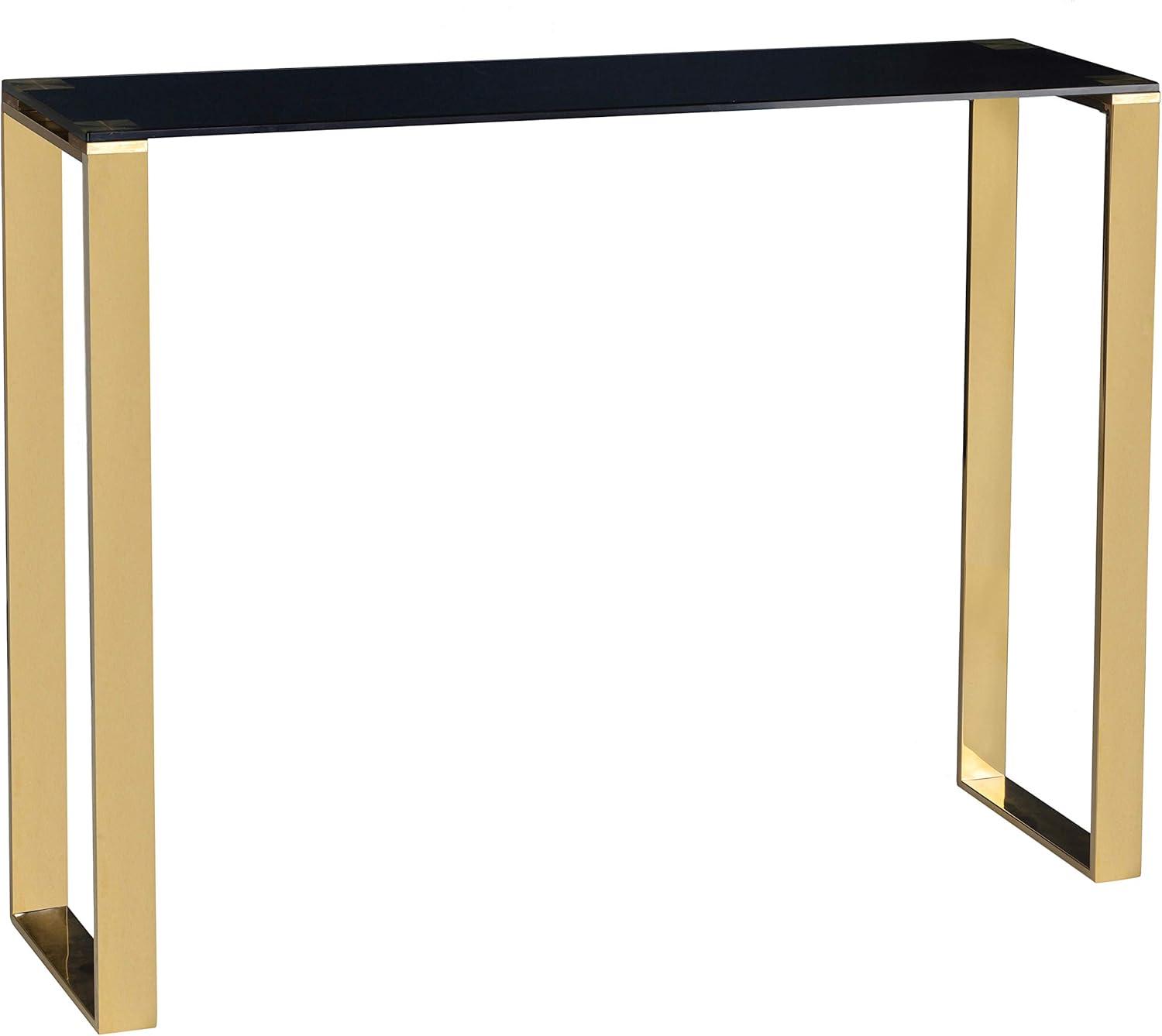 Sleek Gold and Black Tempered Glass Narrow Console Table