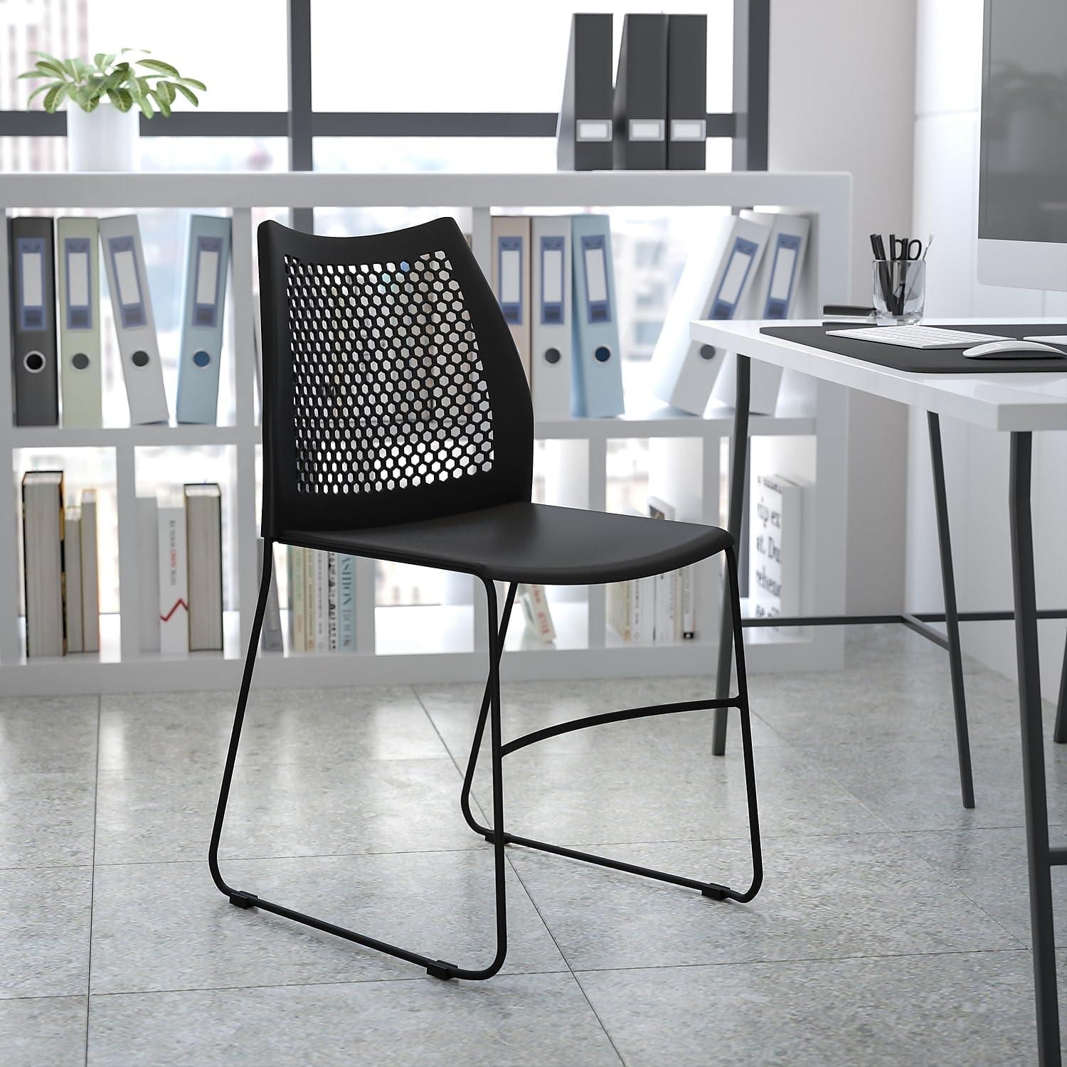 Flash Furniture Antonia 661 lb. Capacity Stack Chair with Air-Vent Back and Powder Coated Sled Base