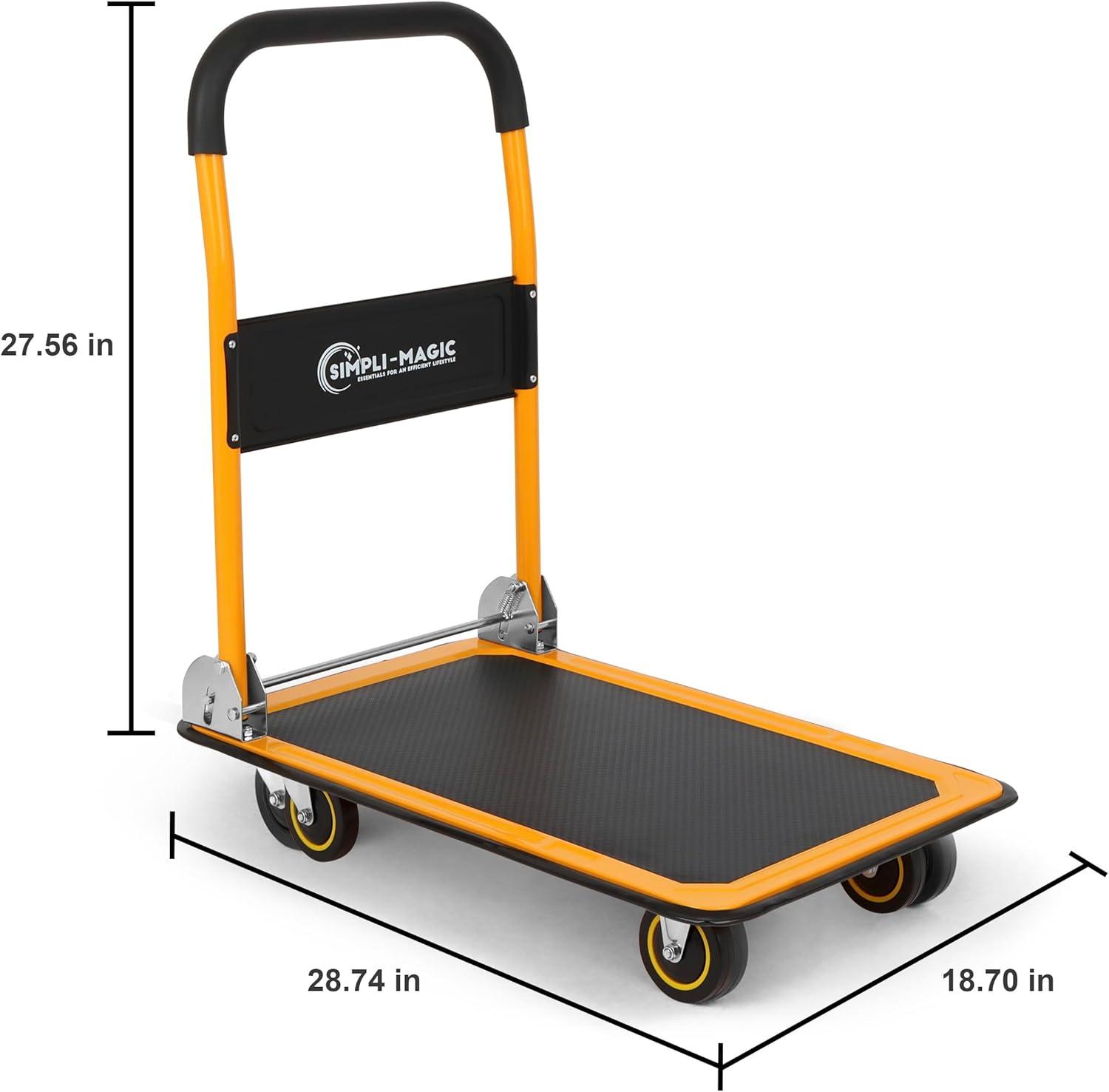 Simpli-Magic Foldable Orange and Black Steel Platform Hand Truck