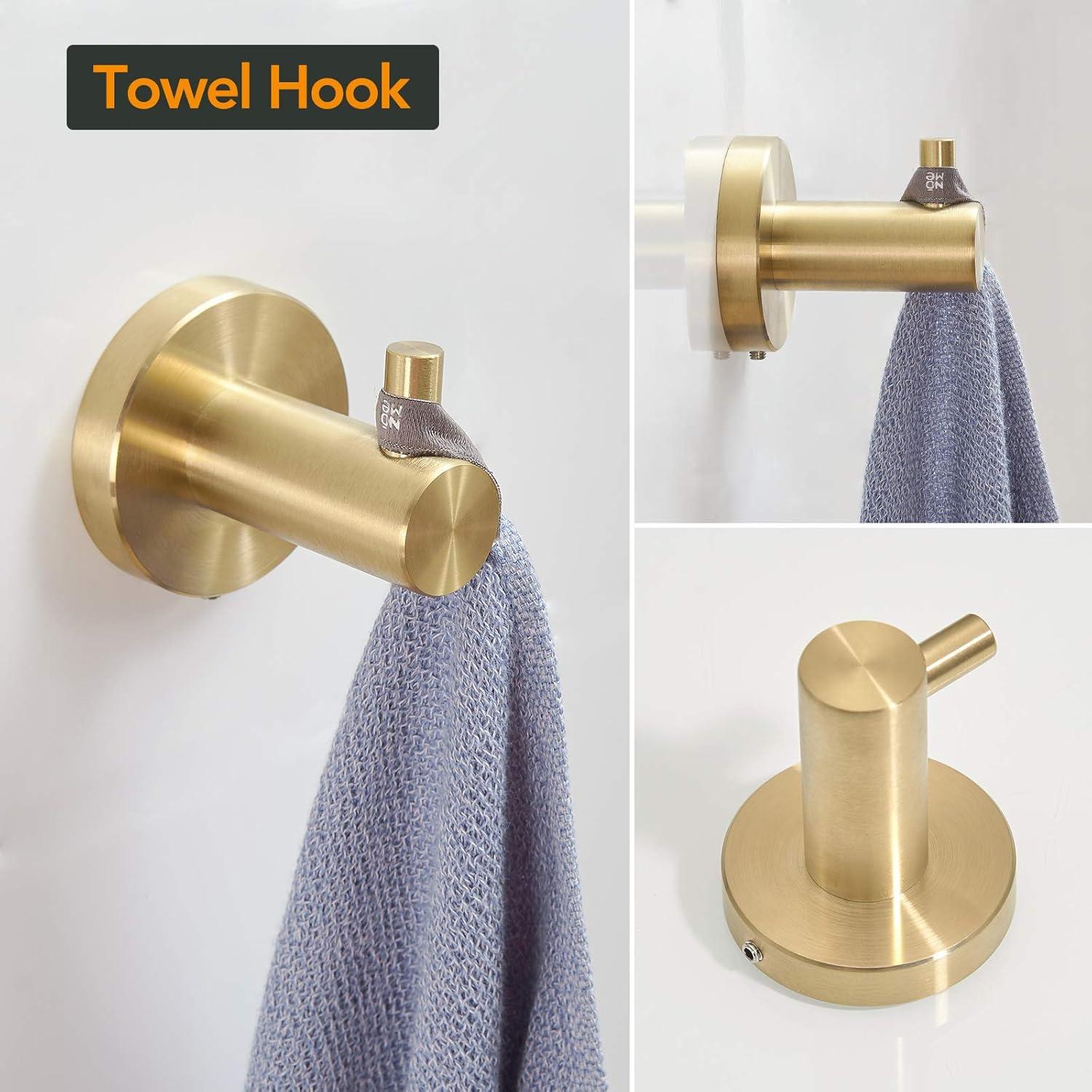 Brushed Gold Stainless Steel 4-Piece Bathroom Accessories Set