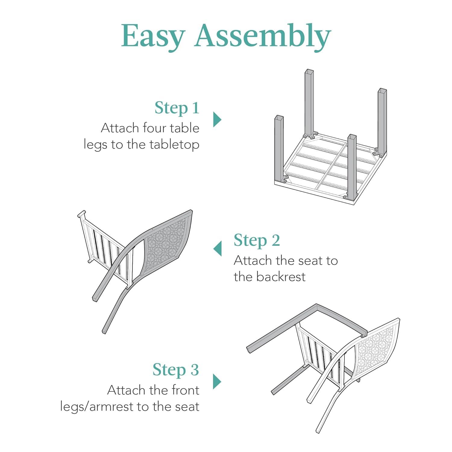 Best Choice Products 3-Piece Stackable Patio Bistro Set, Outdoor Chat Furniture w/ 2 Chairs, Table - Sky Blue