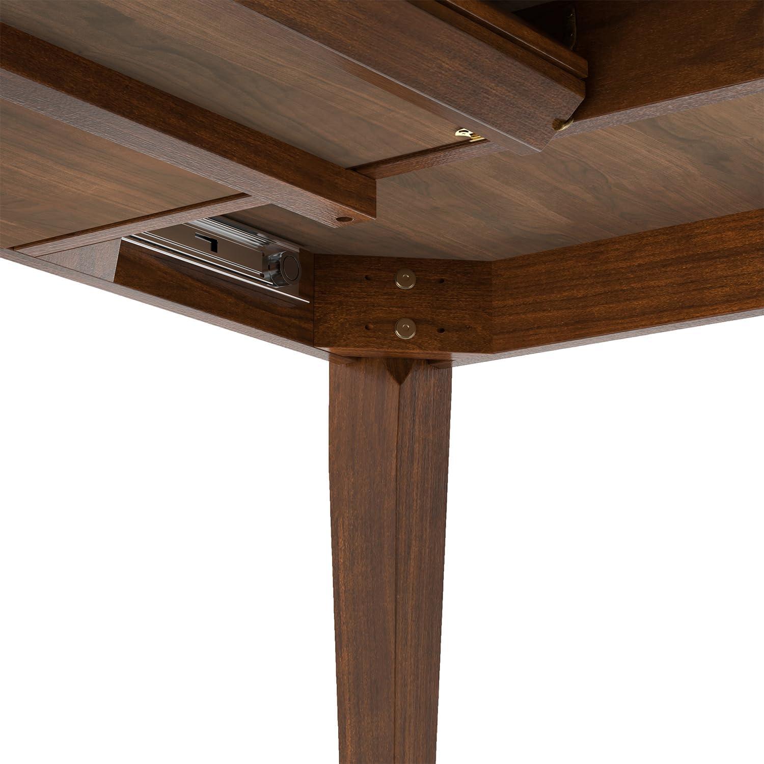 Draper 66-84"W Walnut Extendable Dining Table, Mid-Century Modern Style