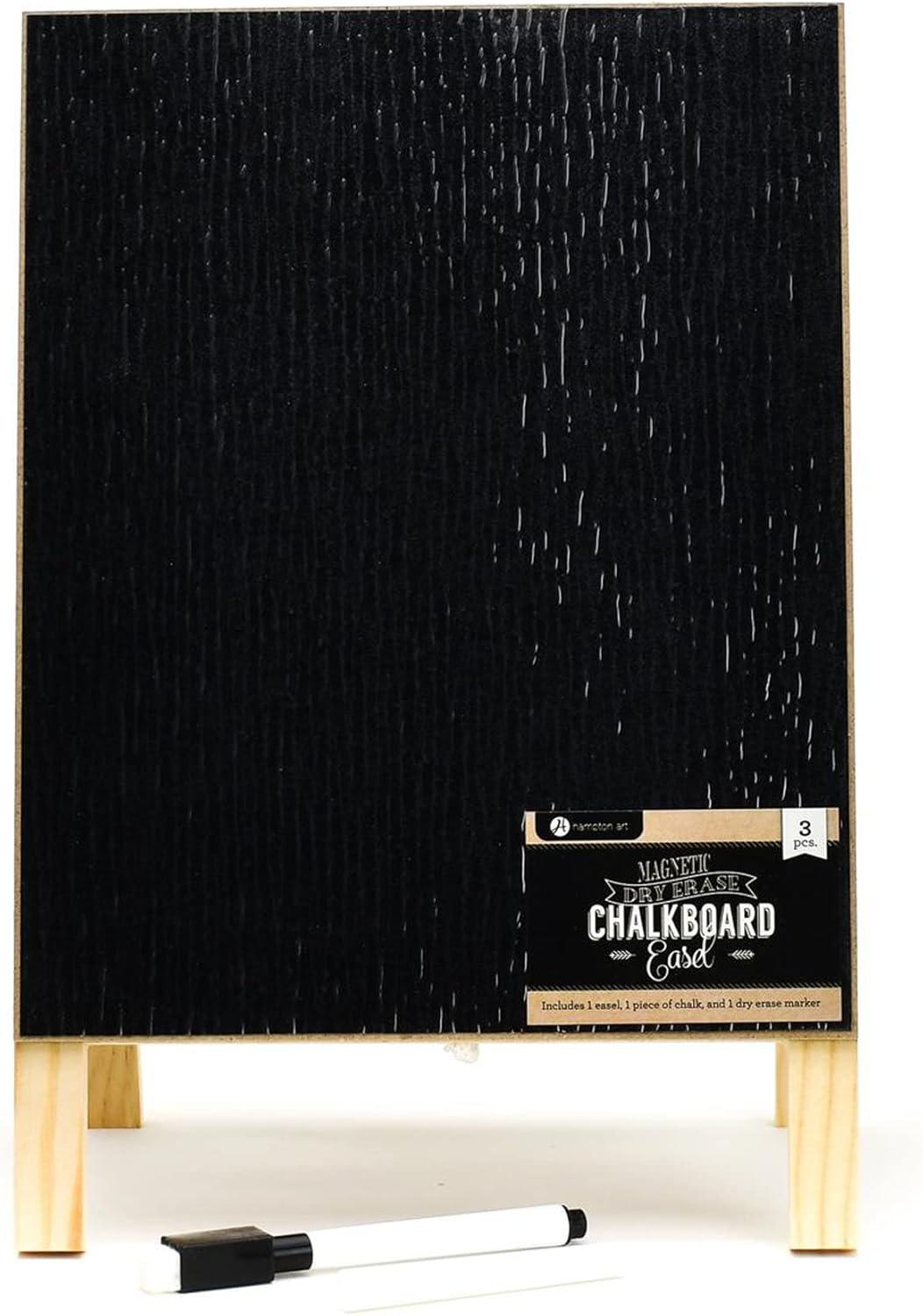 Hampton Art Dry Erase Chalk Easel W/Marker & Chalk, Chalkboard Easel, A Frame Chalkboard Sign, Whiteboard Easel For Classroom, Teacher Easel, White Board Chalk Board