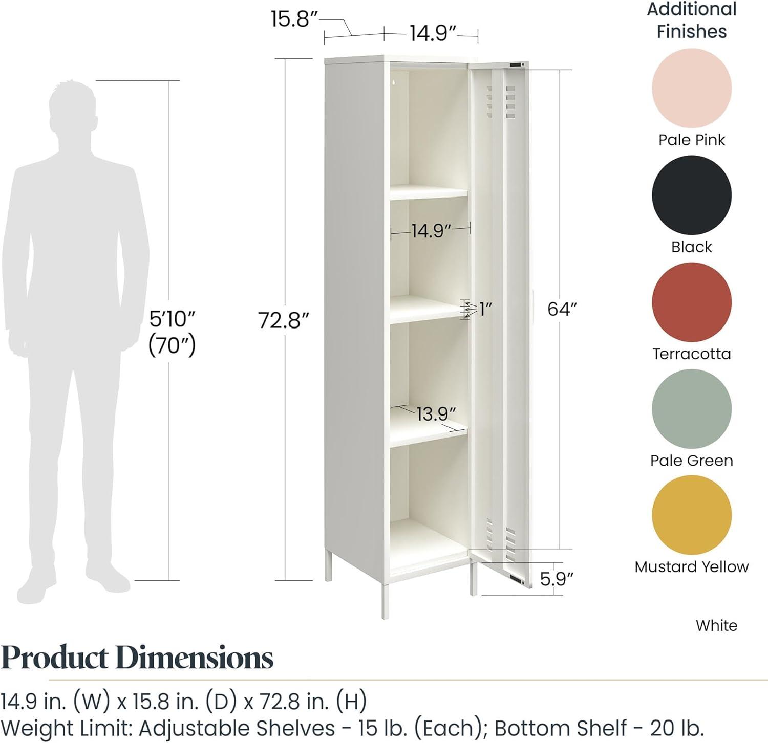 RealRooms Shadwick Single Metal Locker Storage Cabinet