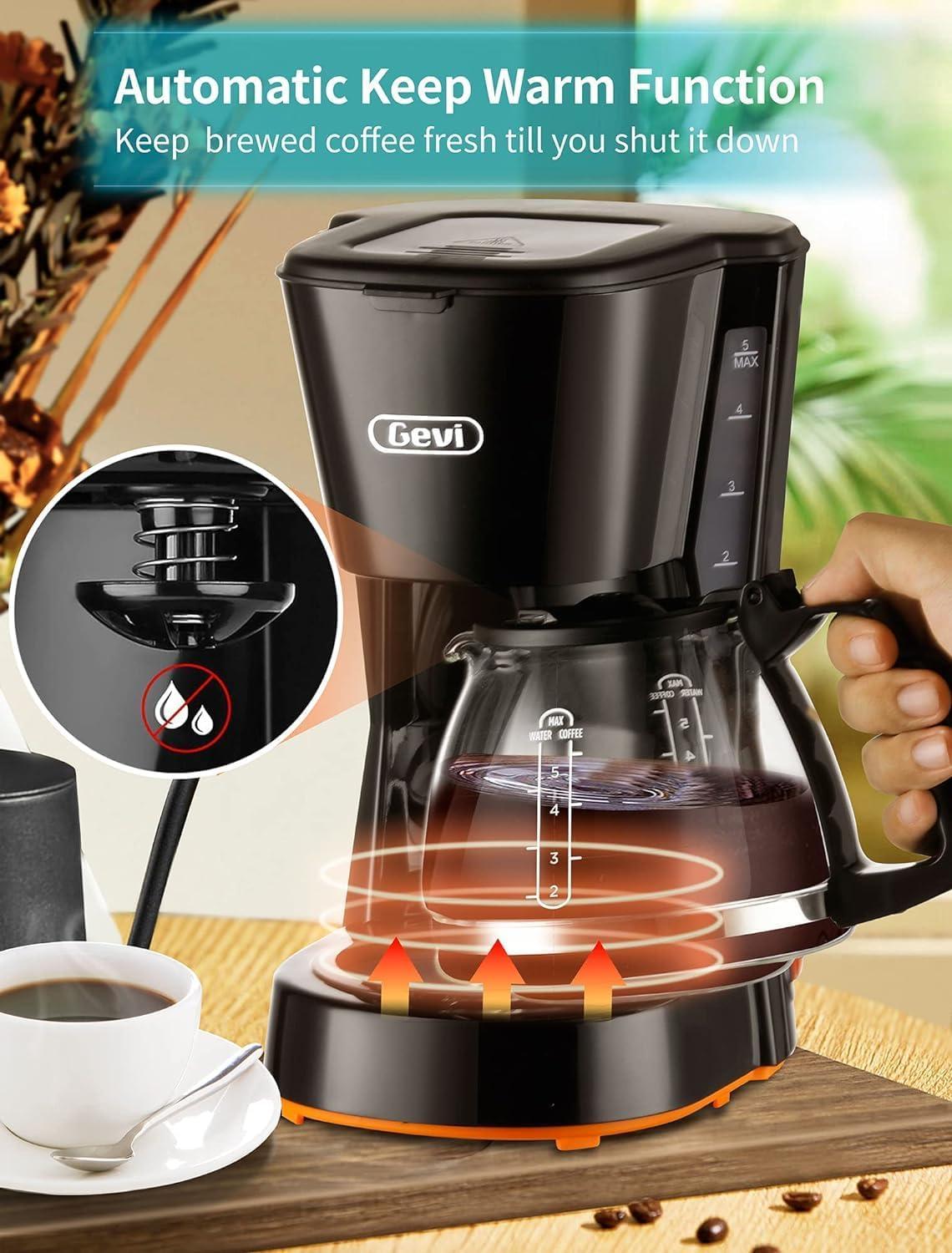 Gevi 5 Cups Small Coffee Maker, Compact Coffee Machine with Filter, Warming Plate and Coffee Pot,New Condition