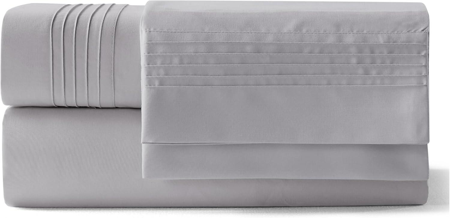 Bedsure Deep Pocket Twin Sheets Set - Fits Mattresses Up to 21 Inches Thick -3 Piece GentleSoft Bed Sheets, Moisture Wicking, Soft & Cooling Bedsheet & Pillowcases, Easy & Secure Fit, Light Grey