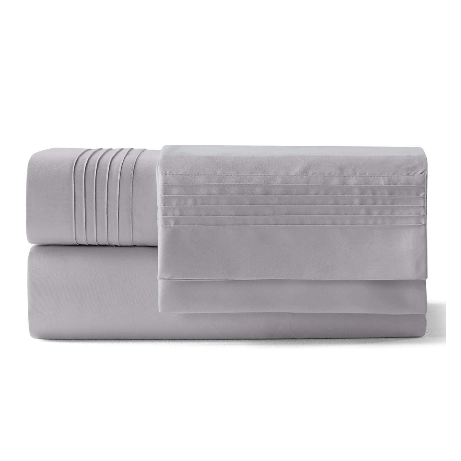 Bedsure Deep Pocket Twin Sheets Set - Fits Mattresses Up to 21 Inches Thick -3 Piece GentleSoft Bed Sheets, Moisture Wicking, Soft & Cooling Bedsheet & Pillowcases, Easy & Secure Fit, Light Grey