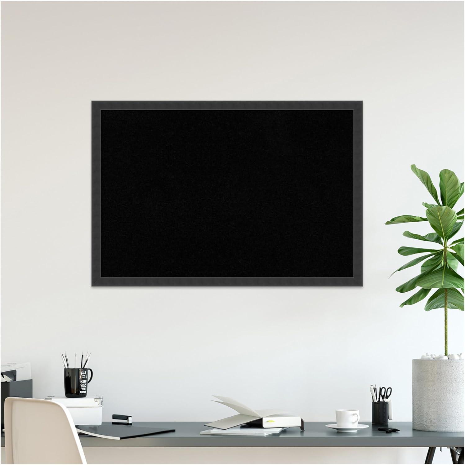 Mezzanotte Black Wood 38" x 26" Framed Cork Board