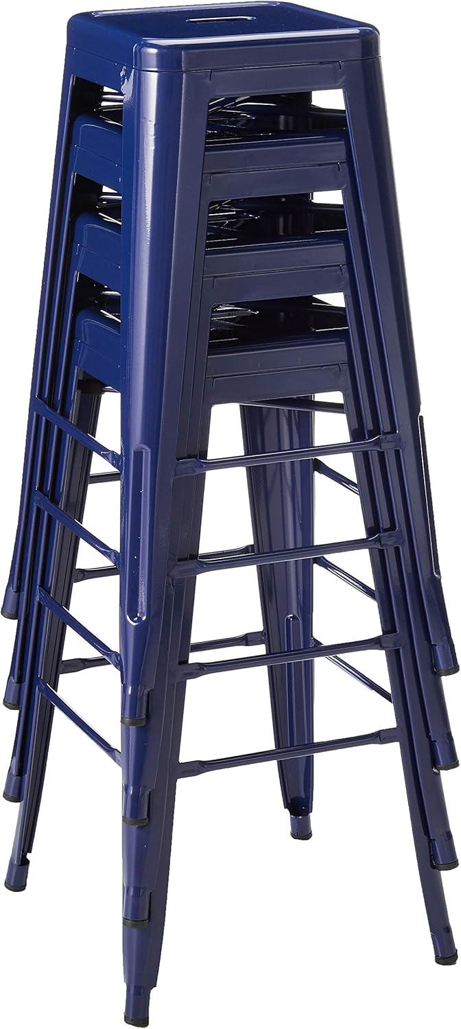 Loft Series Contemporary 30" Blue Metal Stackable Bar Stool