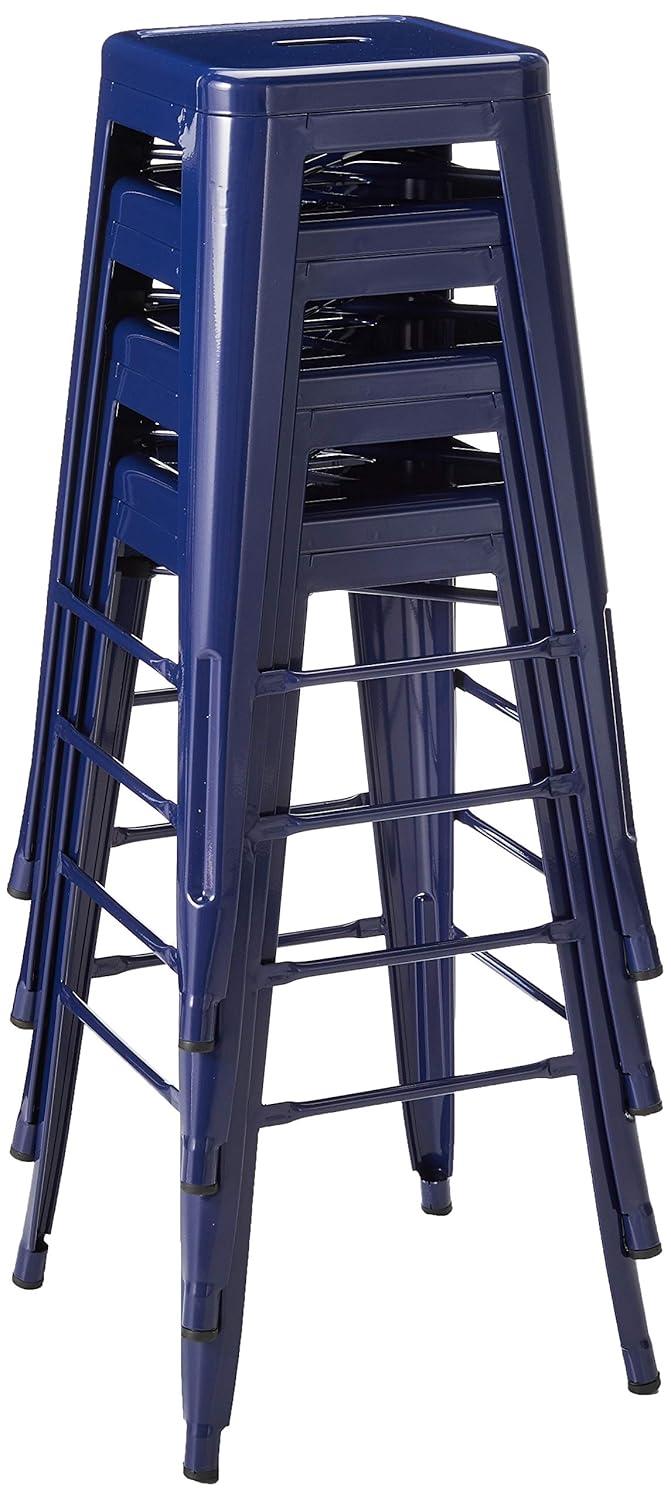Loft Series Contemporary 30" Blue Metal Stackable Bar Stool