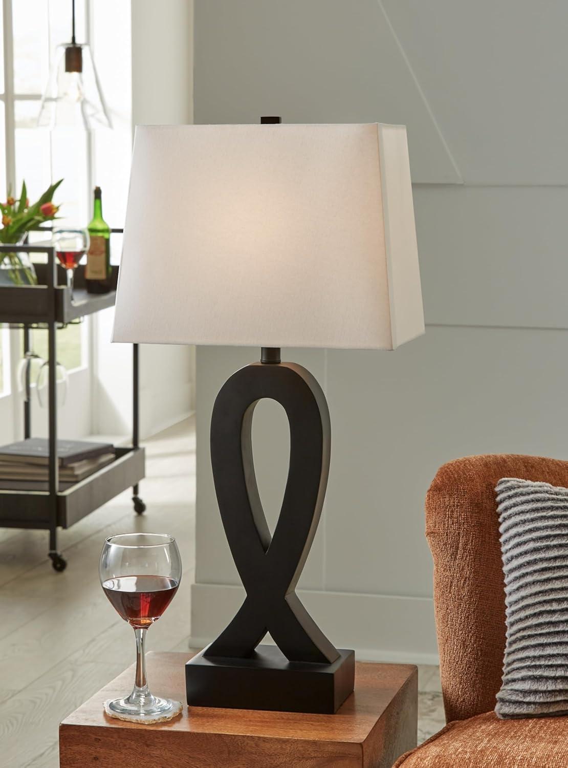 29 Inch Black Sculptural Table Lamp Set with Empire Shade