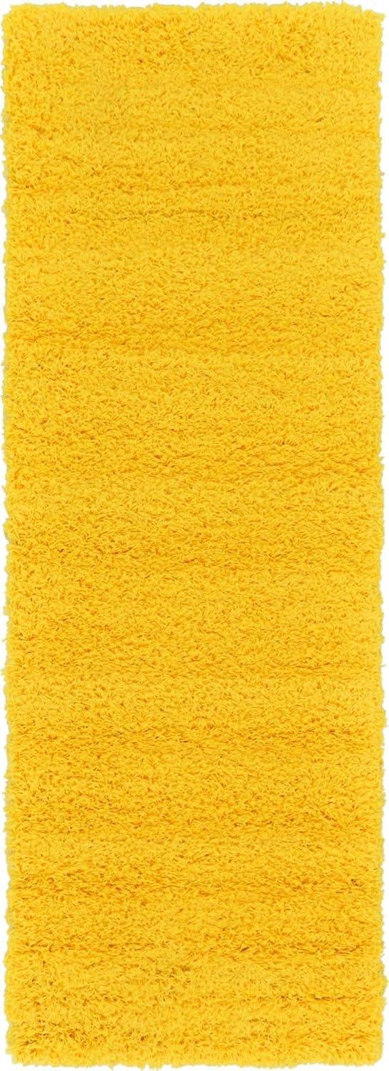 Tuscan Sun Yellow Luxurious Shag Runner Rug 2' x 6' 5"