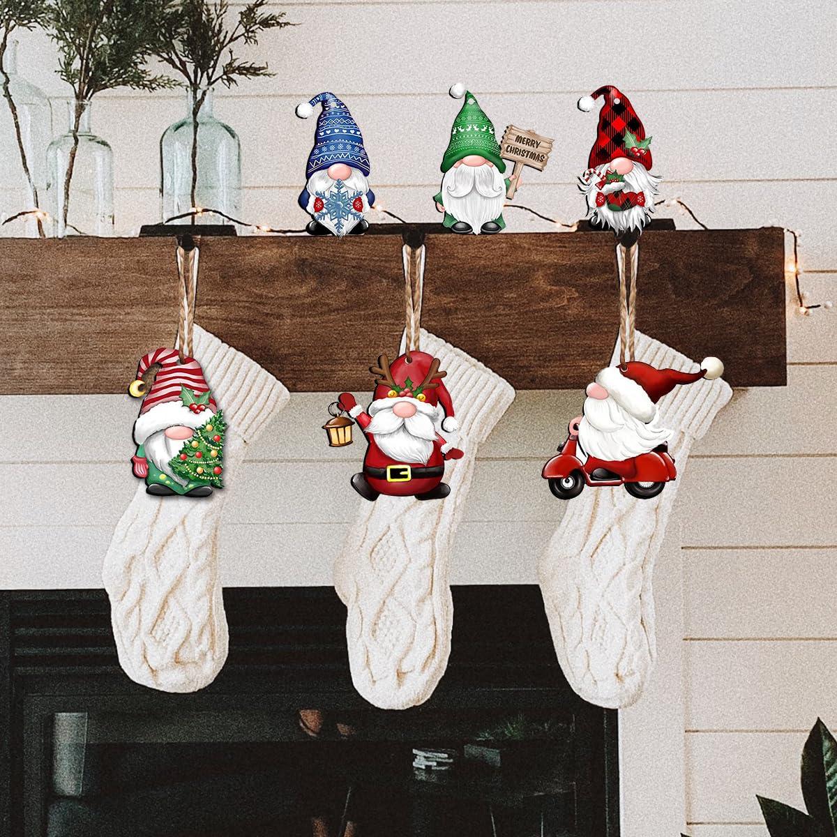 dajkiuy Clearance 24pcs Christmas Gnome Wooden Hanging Ornaments,Wood Hanging Decor for Christmas Tree Decorations Gnome Santa Doll Hanging Craft Holiday Party Supplies