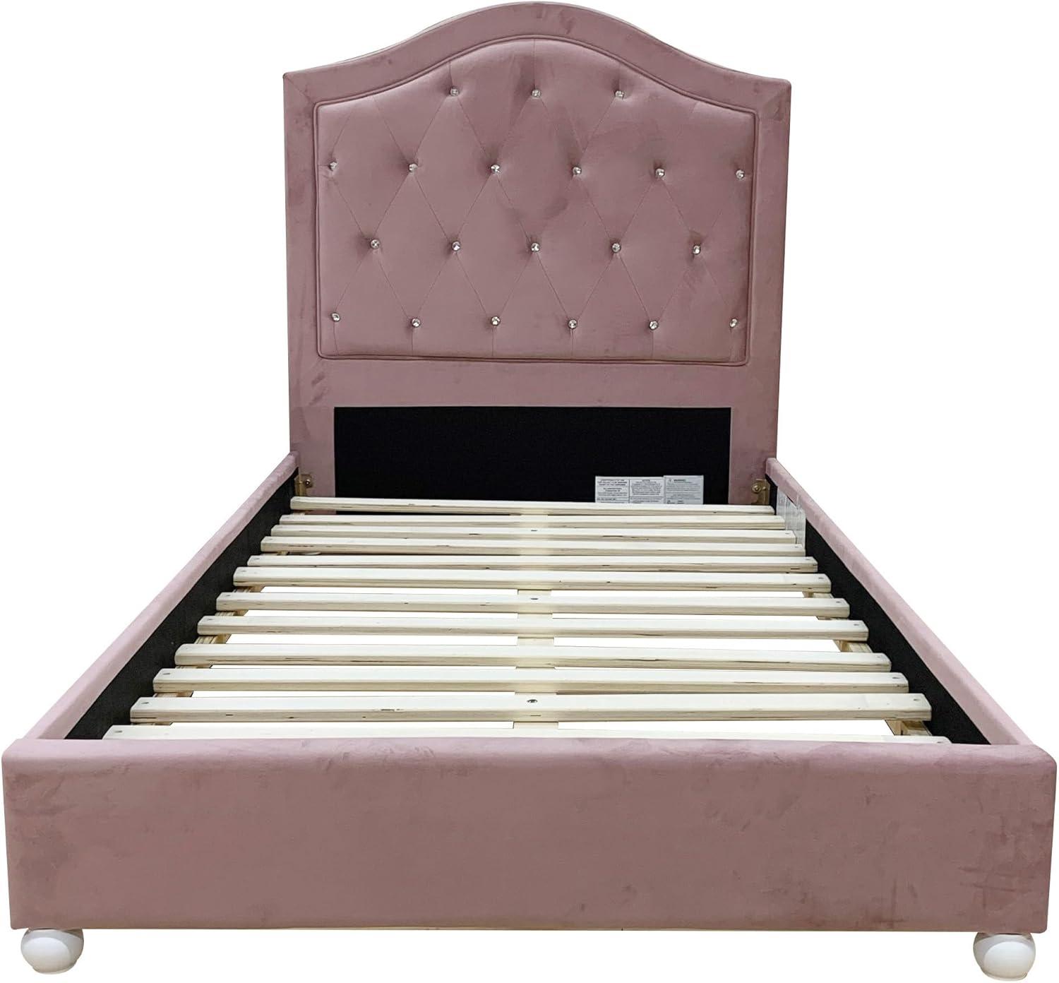 Acme Furniture Reggie Twin Bed in Pink Fabric