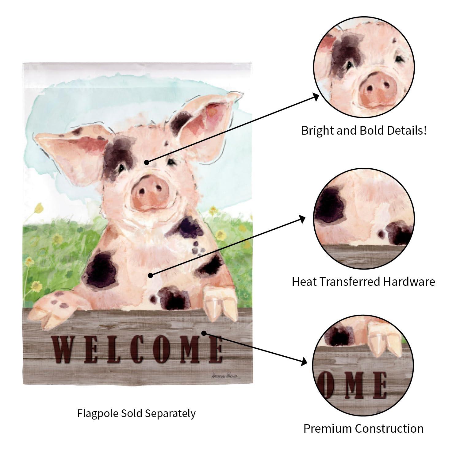 Evergreen Garden Flag Spotted Pig Suede Double Sided Indoor Outdoor Decor 18" x 12.5"