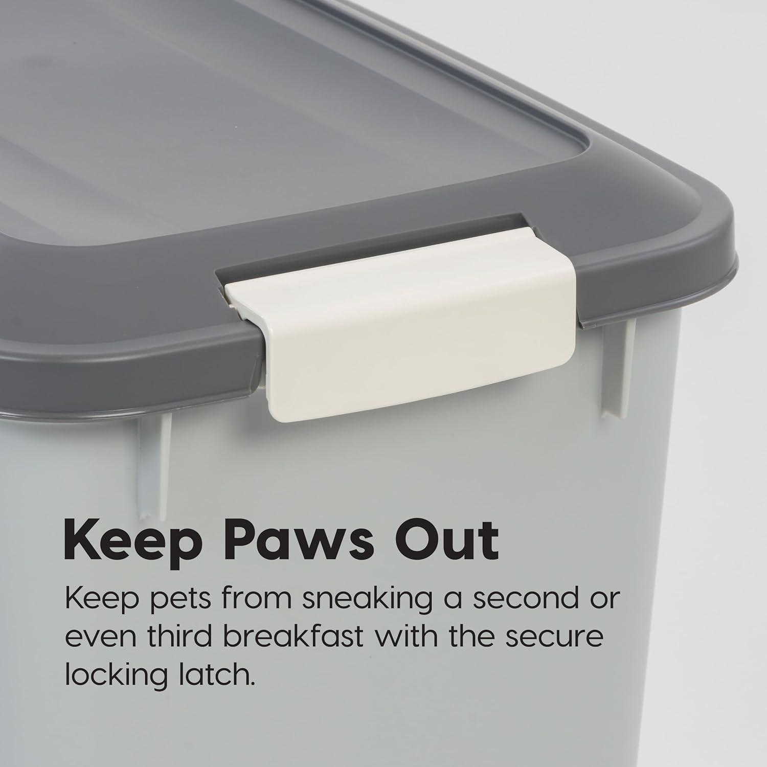 IRIS USA 40lbs Dog Food Storage Container with Wheels, 2-Cup Scoop, Gray/Dark Gray