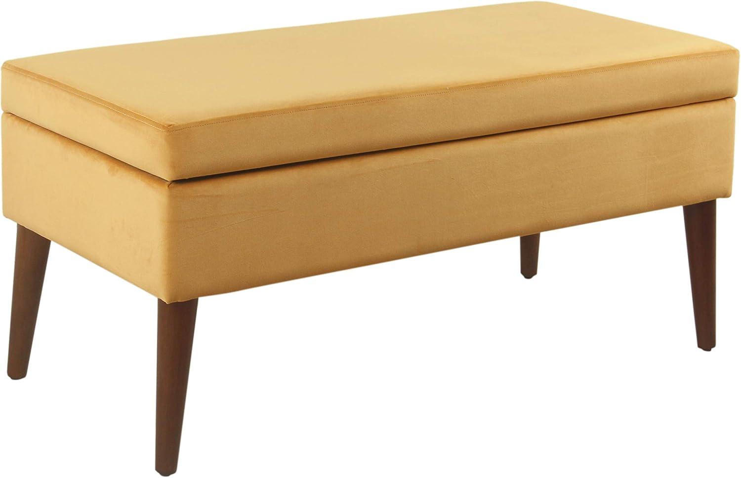 HomePop Home Decor | Upholstered Decorative Storage Ottoman Bench | Ottoman Bench with Storage for Living Room & Bedroom | Decorative Home Furniture, Yellow Velvet