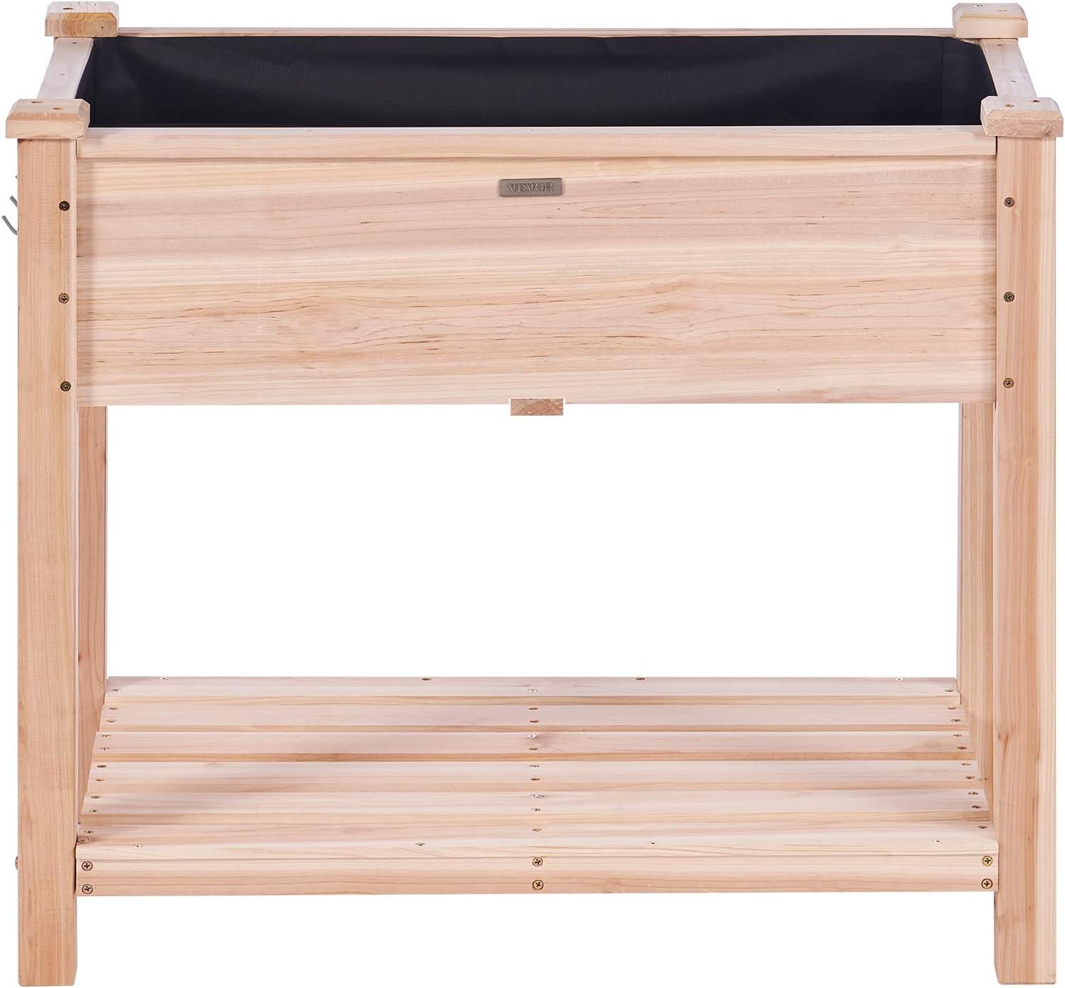 Vevor  33.9 x 18.1 x 30 in. Wooden Raised Garden Bed Planter Box, Burlywood