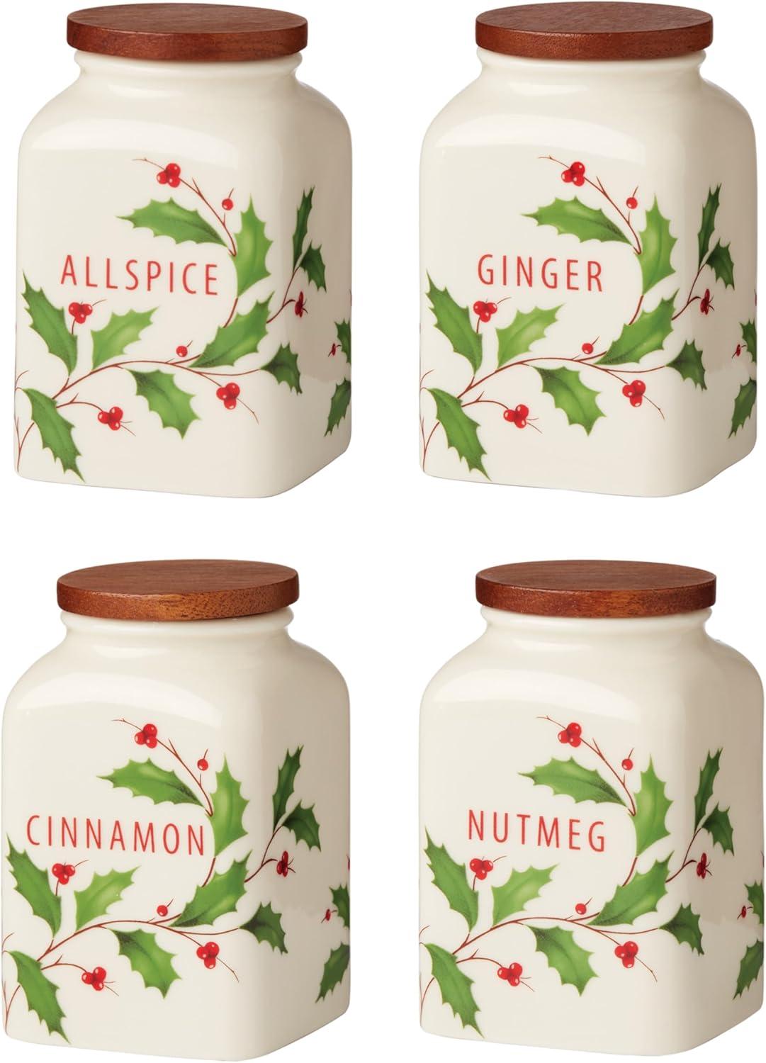 Holiday Baking Spice Jars, Set Of 4