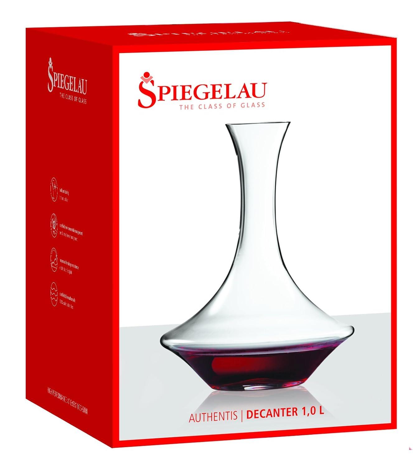 Spiegelau Authentis Decanter Set of 1, Made of Crystal, Modern Wine Decanter, Dishwasher Safe, Professional Quality Wine Gift - 1.0 L/35.3 oz, Clear