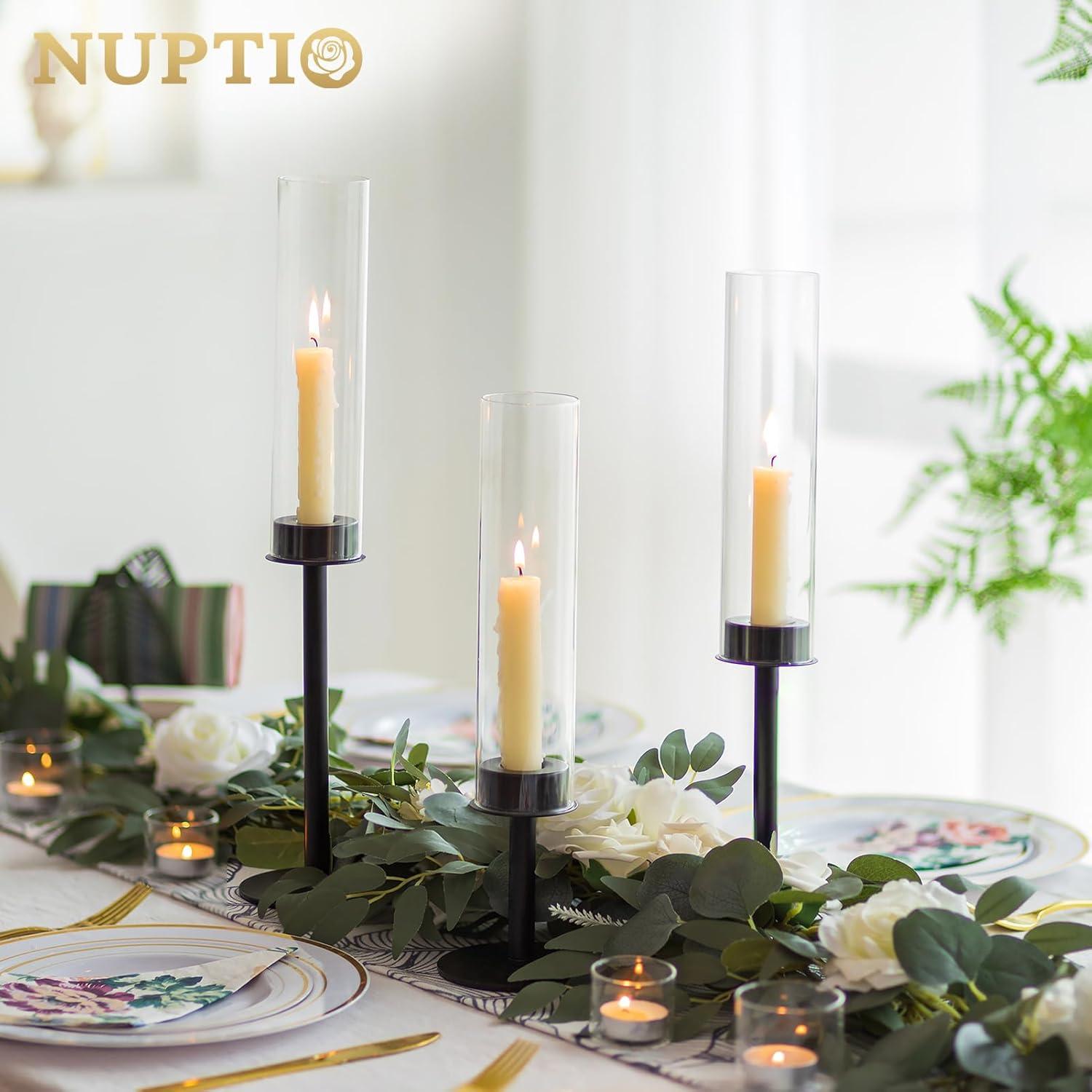 NIERBO Candlestick Holders Hurricane Candle Holder, 3pcs Candle Stick Candle Holder Candelabra (Set of 3)