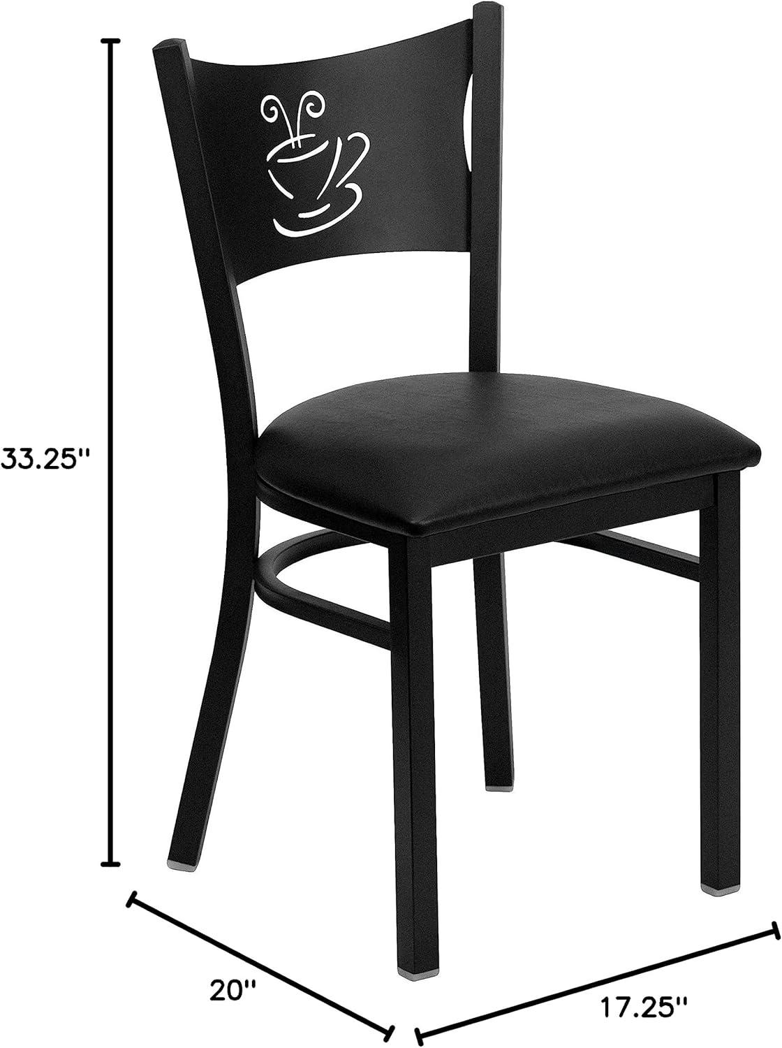 Black Metal Coffee Back Upholstered Dining Side Chair Set