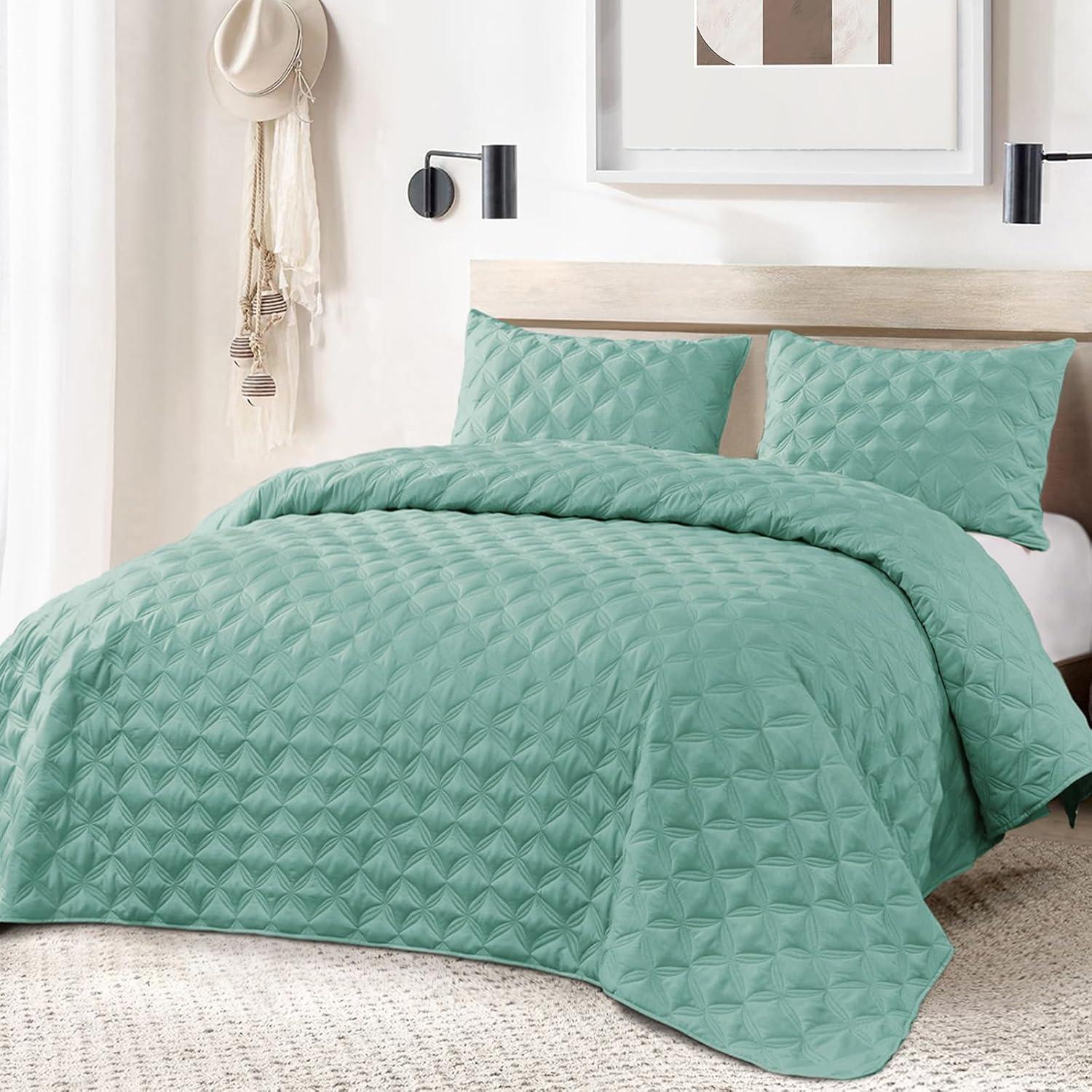 Bedspreads Bedding Coverlets Teal Green - 3 Piece - Full - Queen