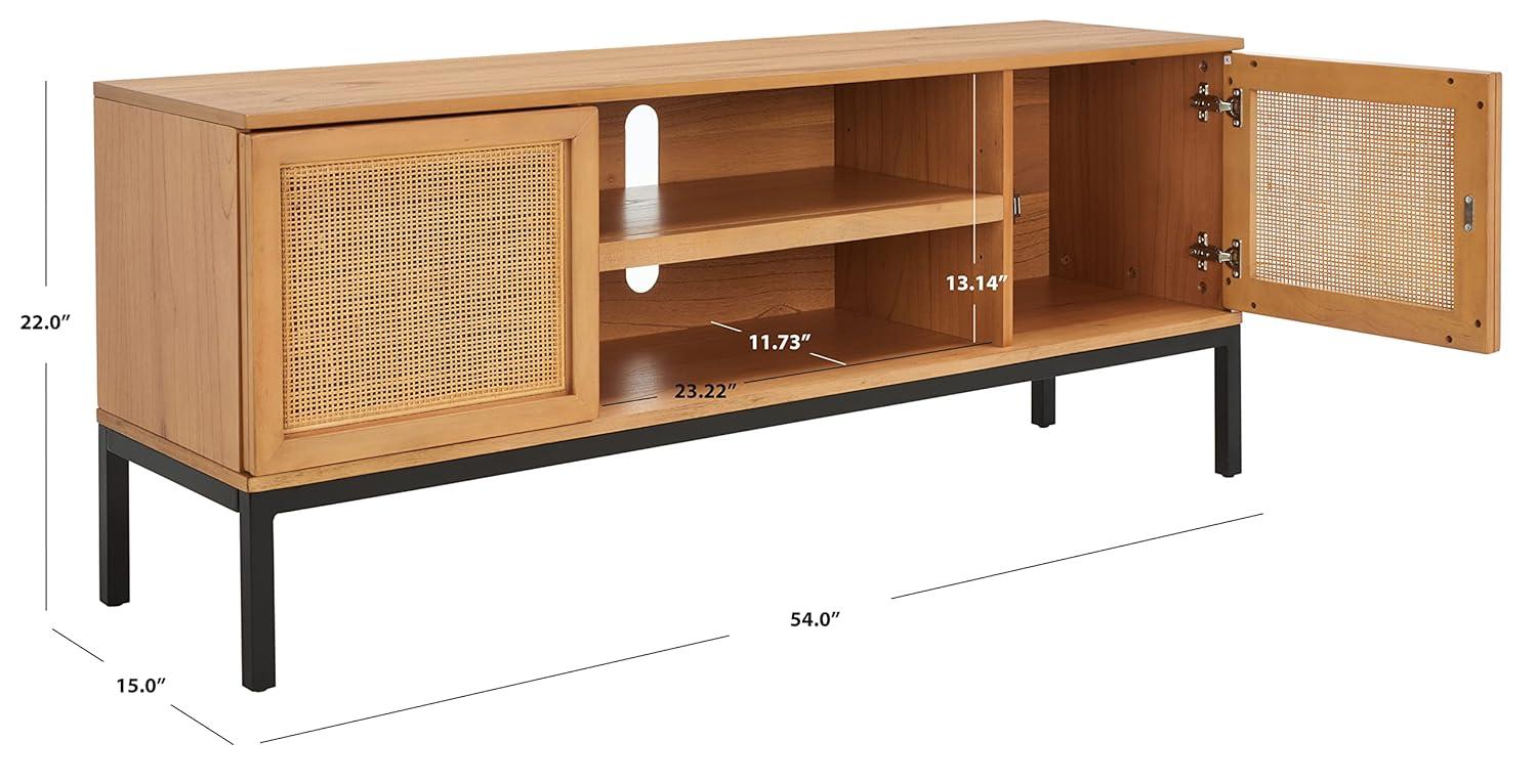 Zadie 2 Shelf Rattan Media Stand - MED5009 - Natural/Black - Safavieh