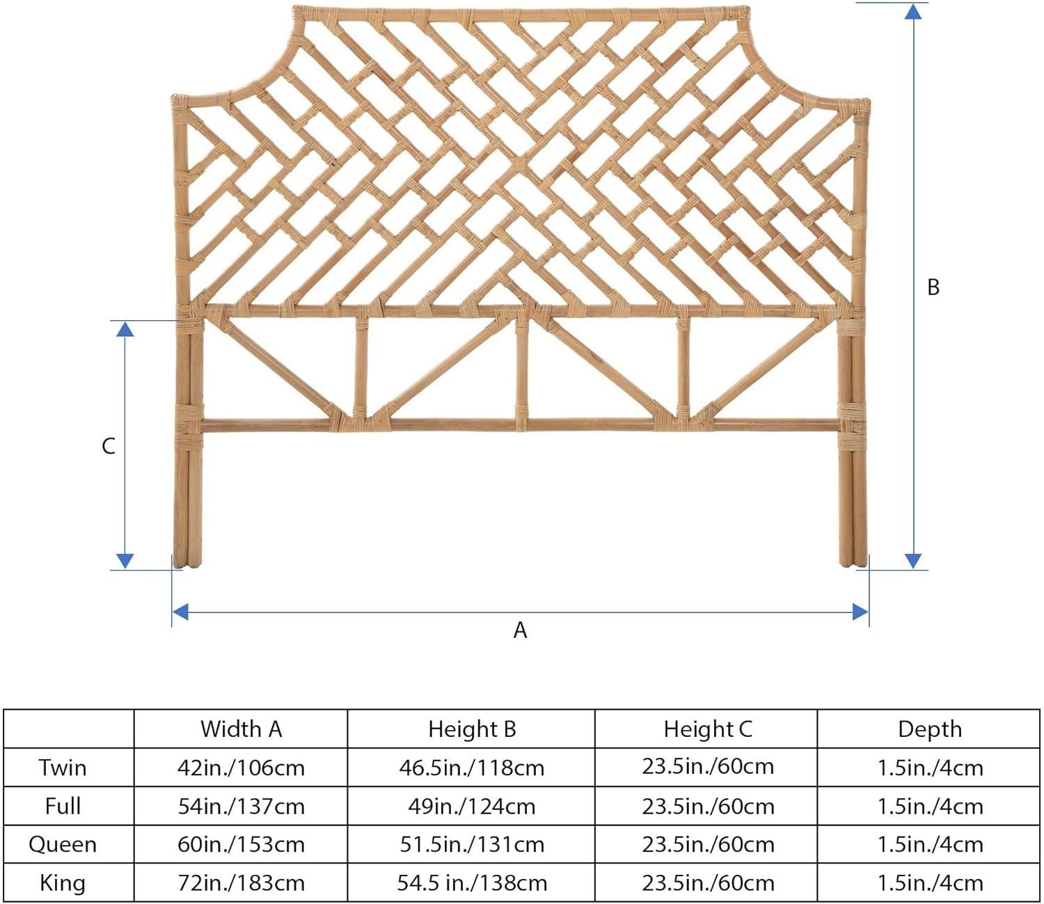 Rattan Chippendale Headboard, California King Size, Antique Brown