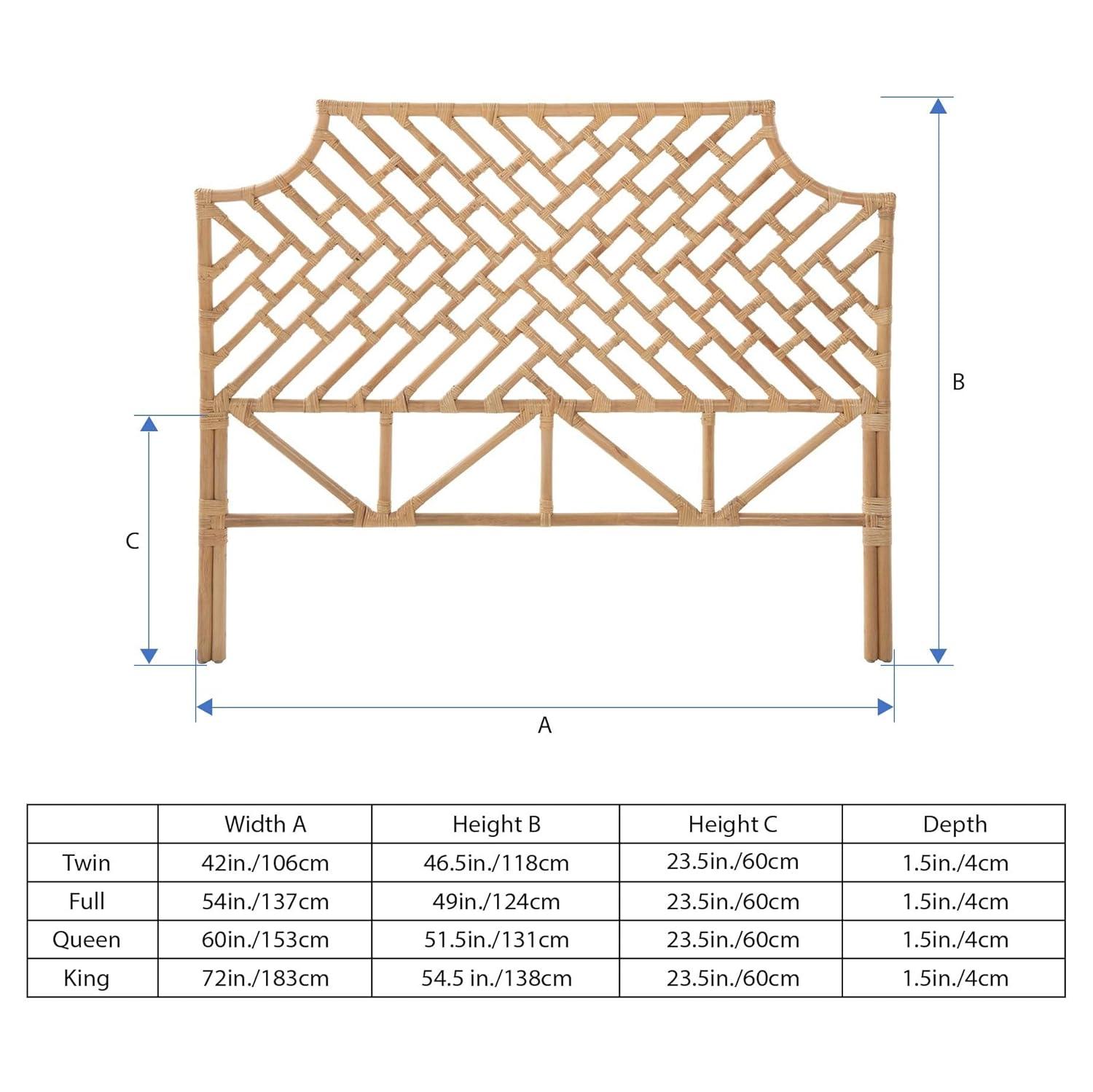 Rattan Chippendale Headboard, California King Size, Antique Brown