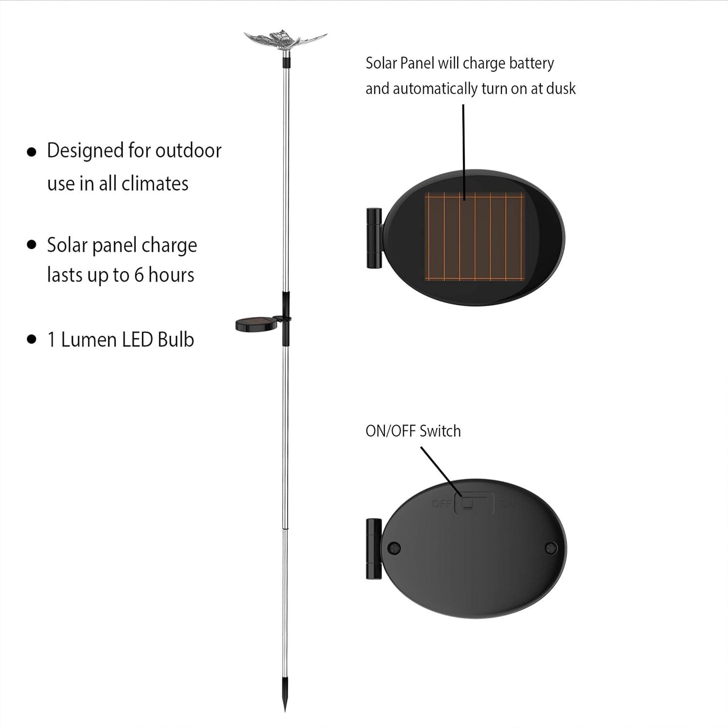 Pure Garden 3-Pack of Butterfly, Dragonfly and Hummingbird Solar Lights