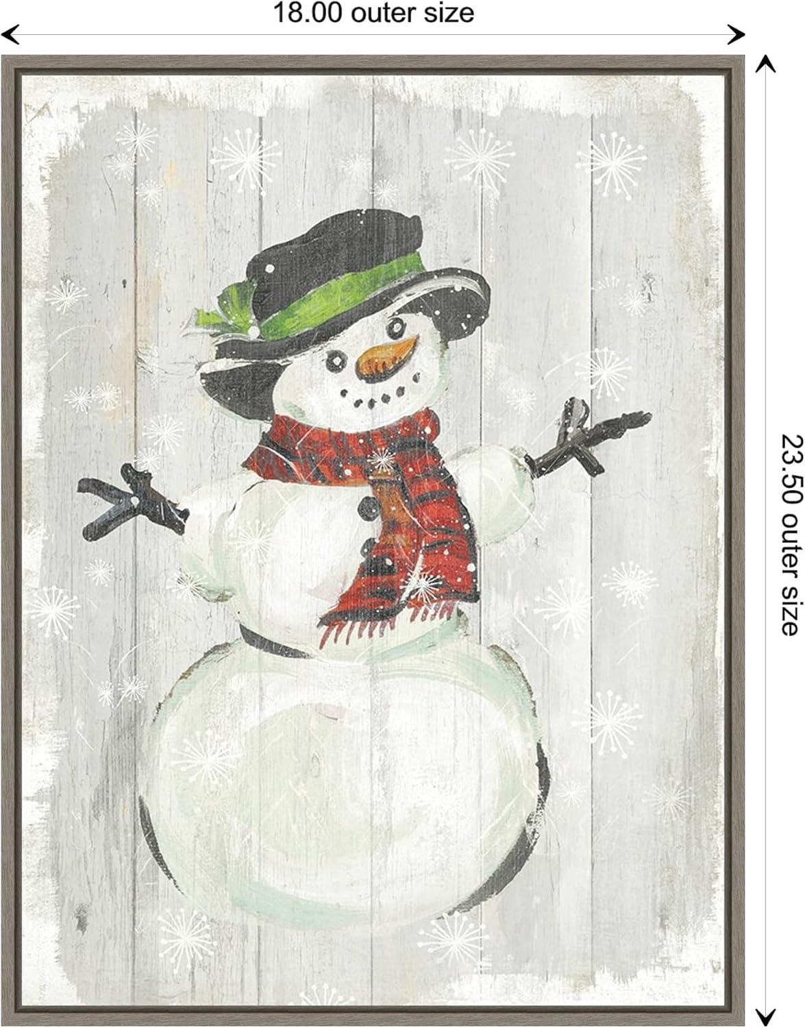 Amanti Art Holiday Snowman Framed Canvas Wall Art Print