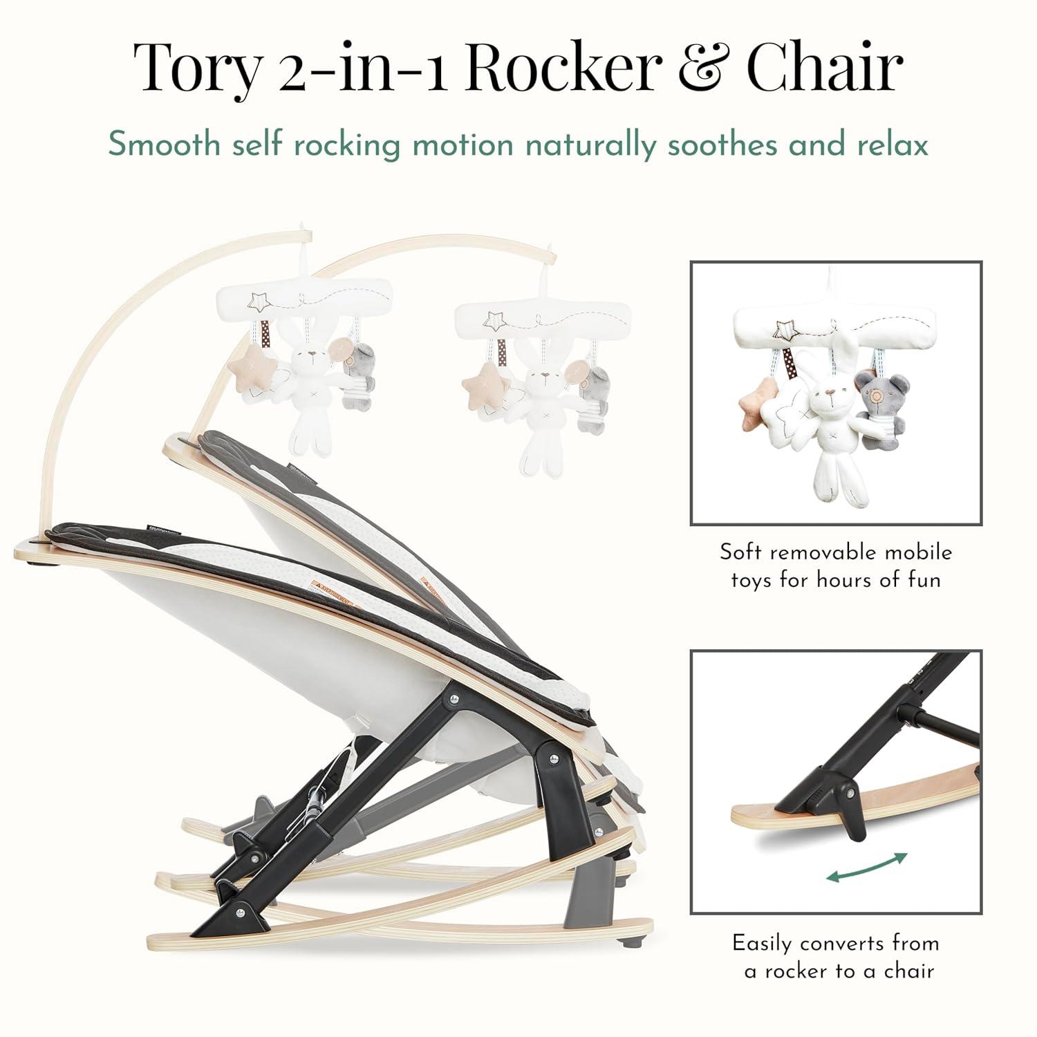 Evolur Tory 2-in-1 Rocker & Chair in Black