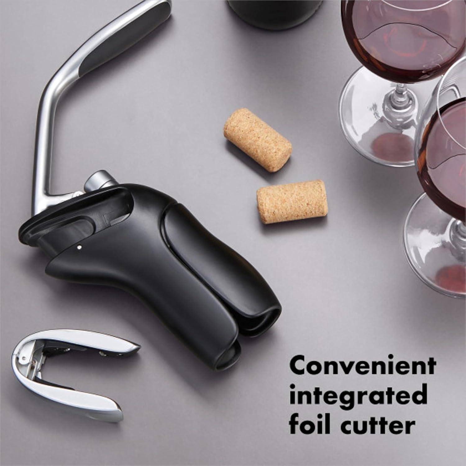 Black and Silver Stainless Steel Vertical Lever Corkscrew