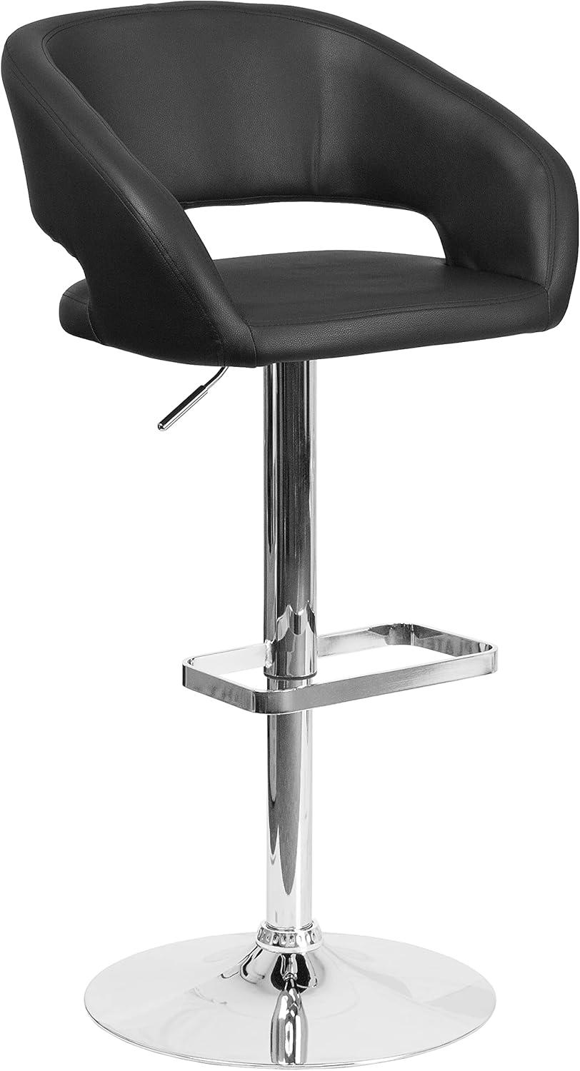 Flash Furniture Contemporary Vinyl Adjustable Height Barstool with Rounded Mid-Back