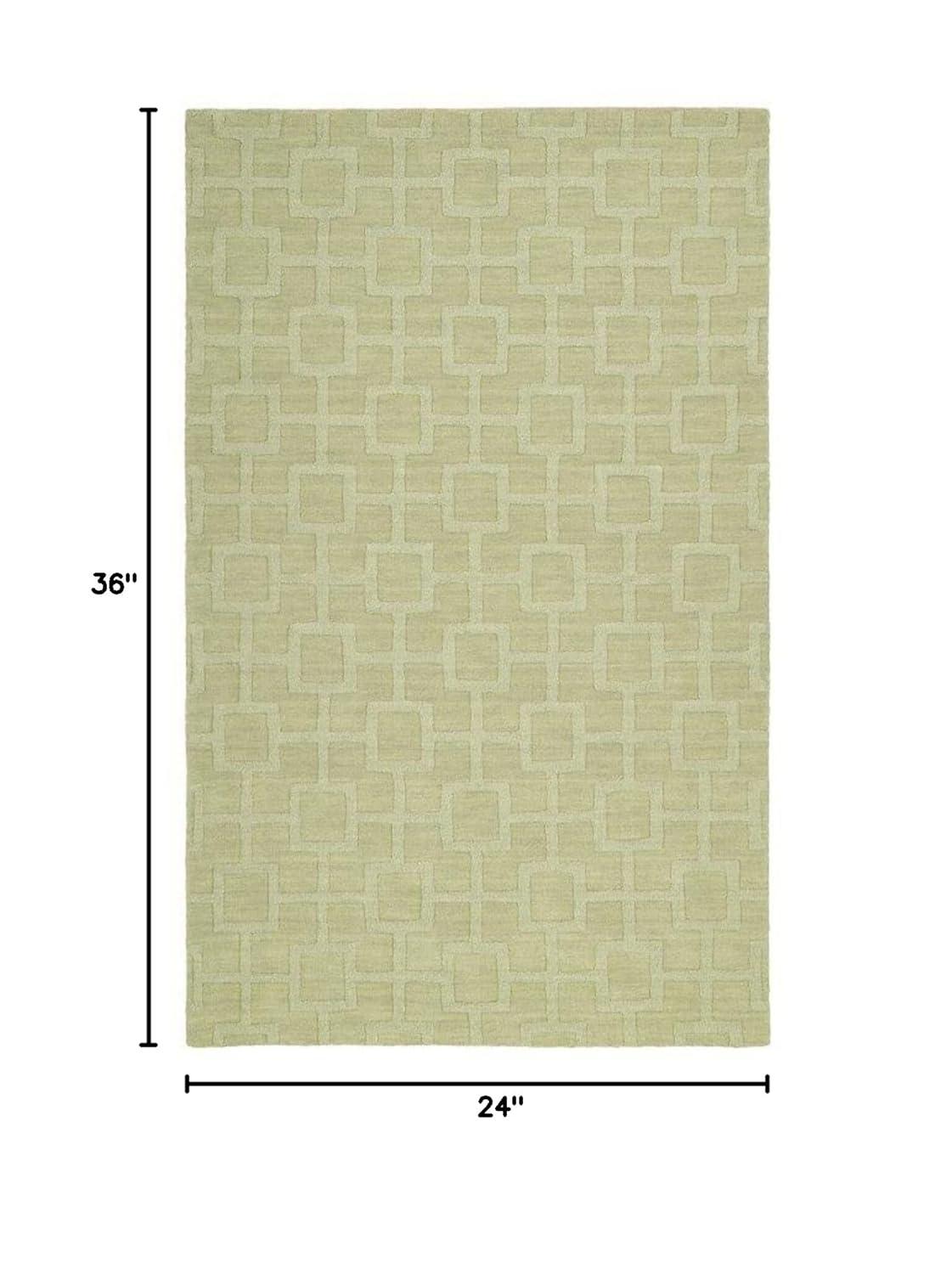 Celery Green Handmade Tufted Wool Rectangular Rug 2 ft x 3 ft