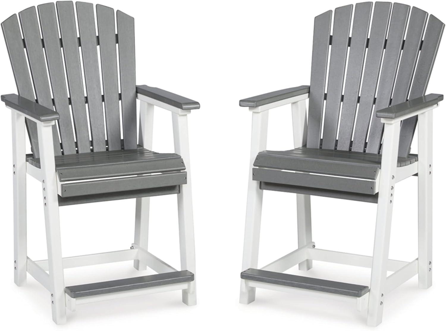 Signature Design by Ashley Casual Transville Outdoor Counter Height Bar Stool (Set of 2)  Gray/White