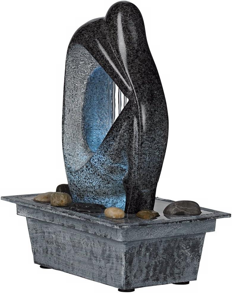 Modern Silhouette 10" High Small Zen Indoor Outdoor Decor Faux Stone Tabletop Fountain with Light LED Waterfall Outside Garden Patio