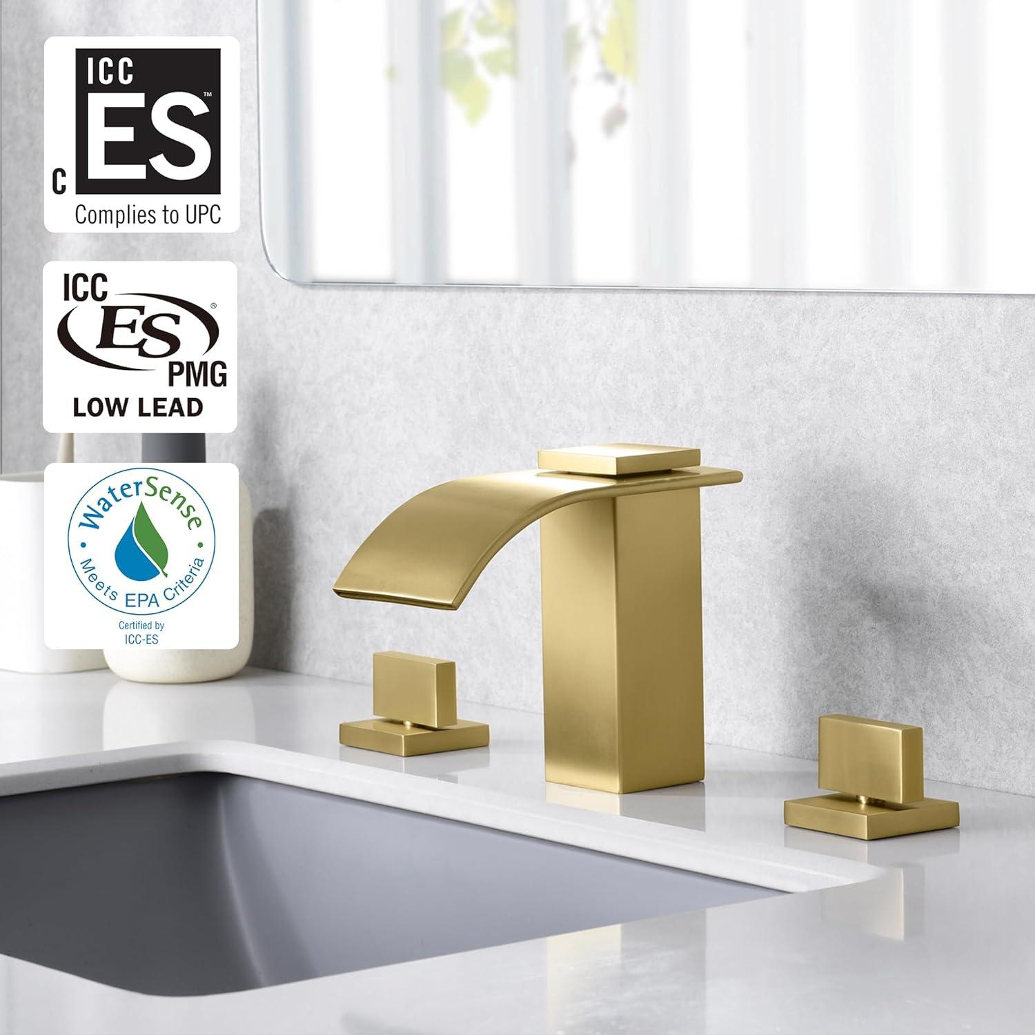 Brushed Gold 8-Inch Widespread Double Handle Bathroom Faucet