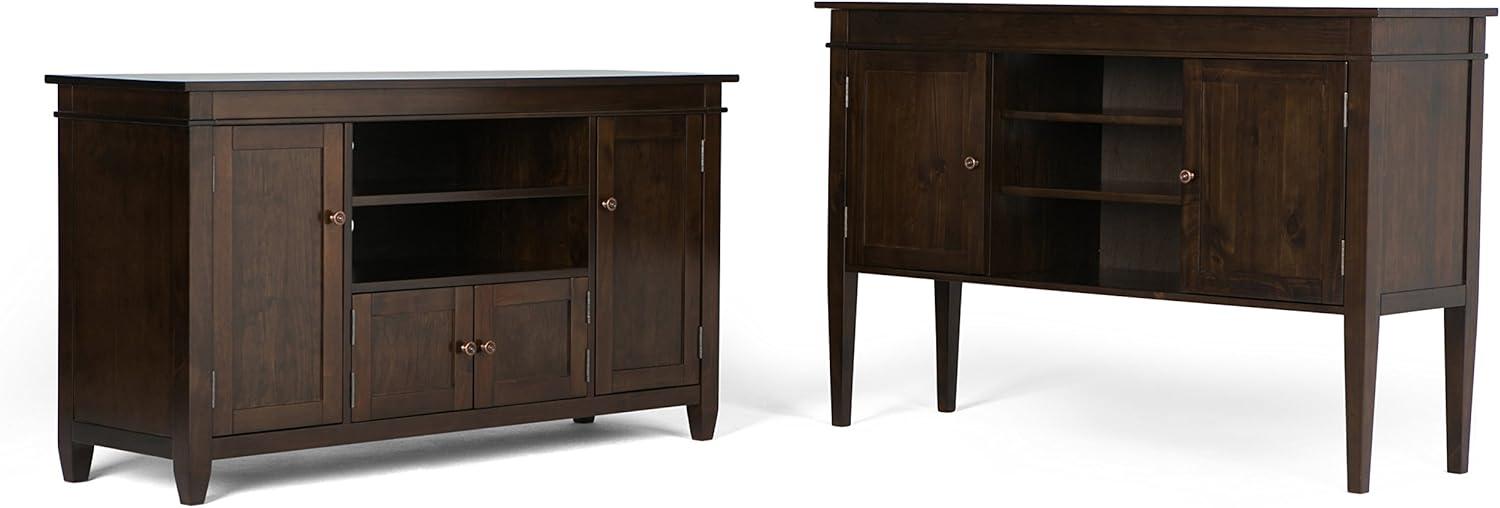 Simpli Home Carlton 54"W Solid Wood TV Stand for TVs up to 60" with 4 Cabinets