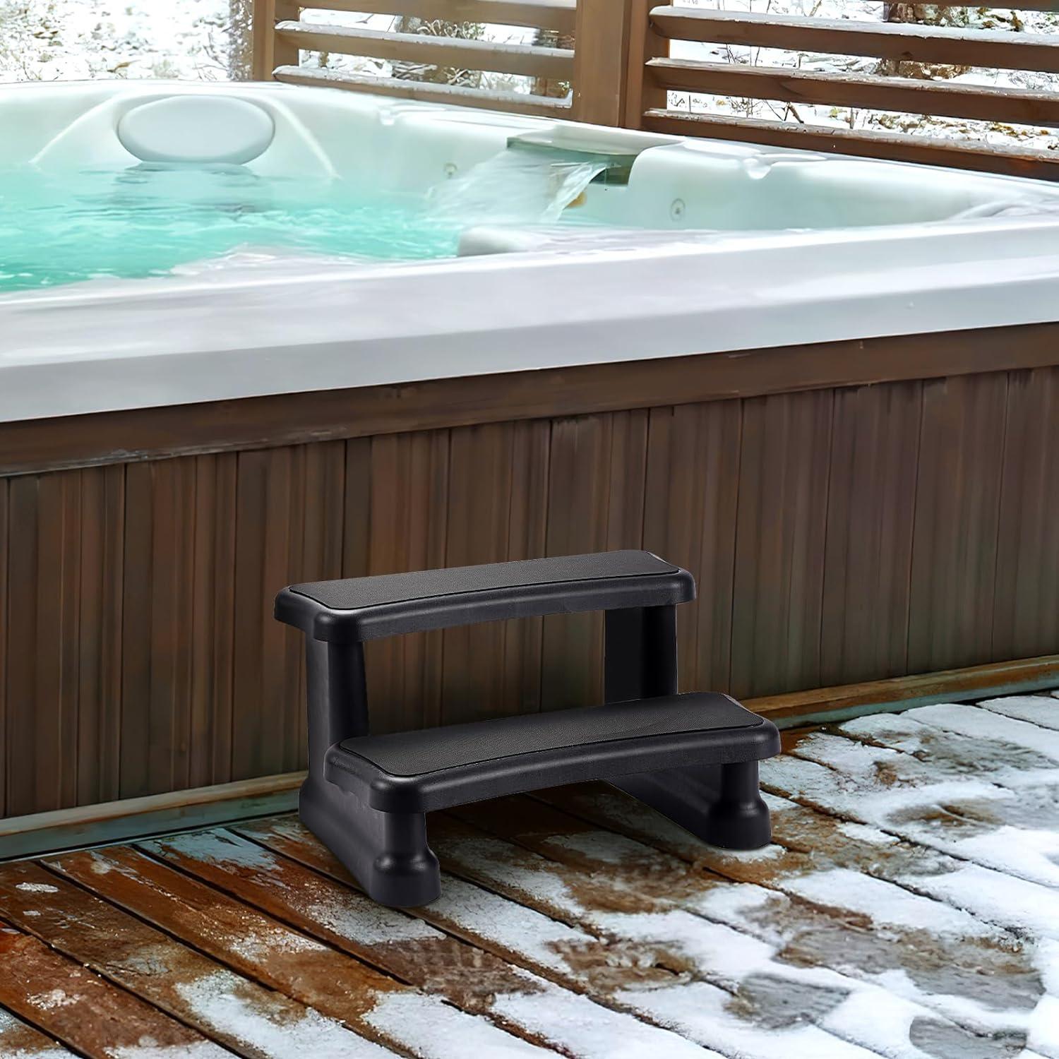 Black UV-Resistant Non-Slip Hot Tub Steps