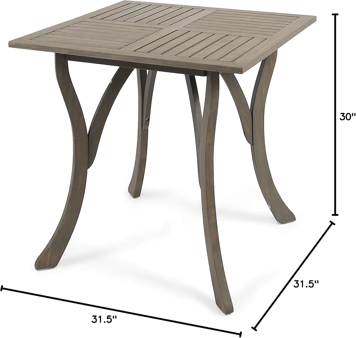 Gray Acacia Wood Square Outdoor Dining Table