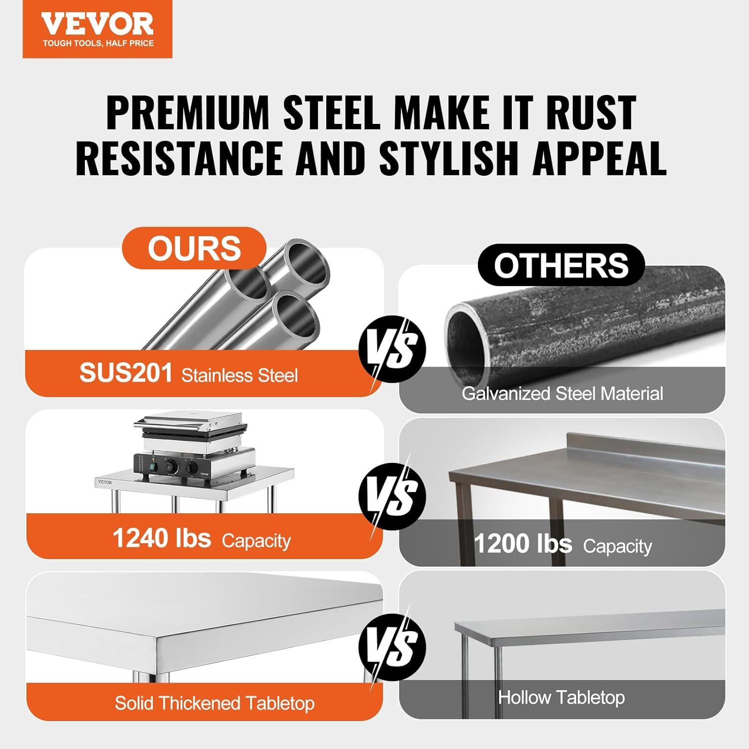 VEVOR VEVOR Stainless Steel 24'' H Work Table